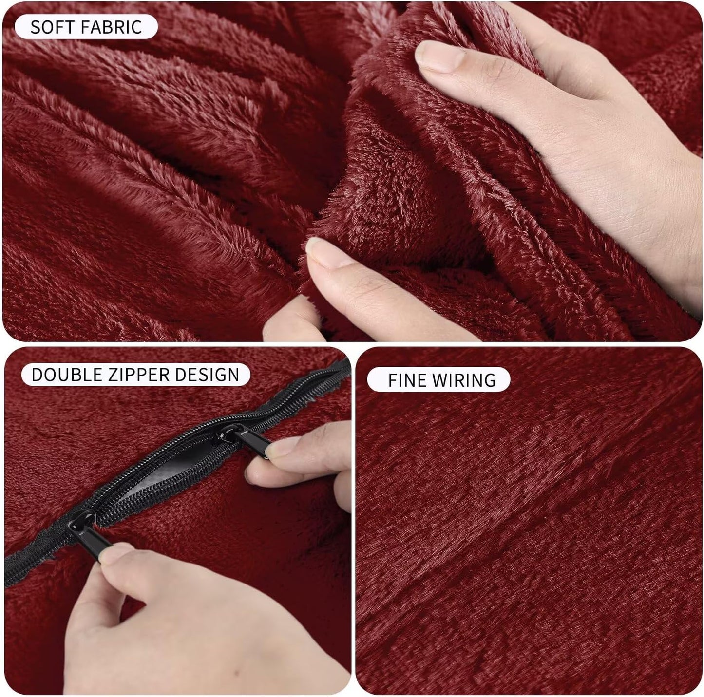 Bean Bag Chair for Adults 5FT,Soft Removable Cover for Teens/Girls Bedroom,Fluffy Giant Round Floor Beanbag Lounger Chairs (No Filler,Claret)