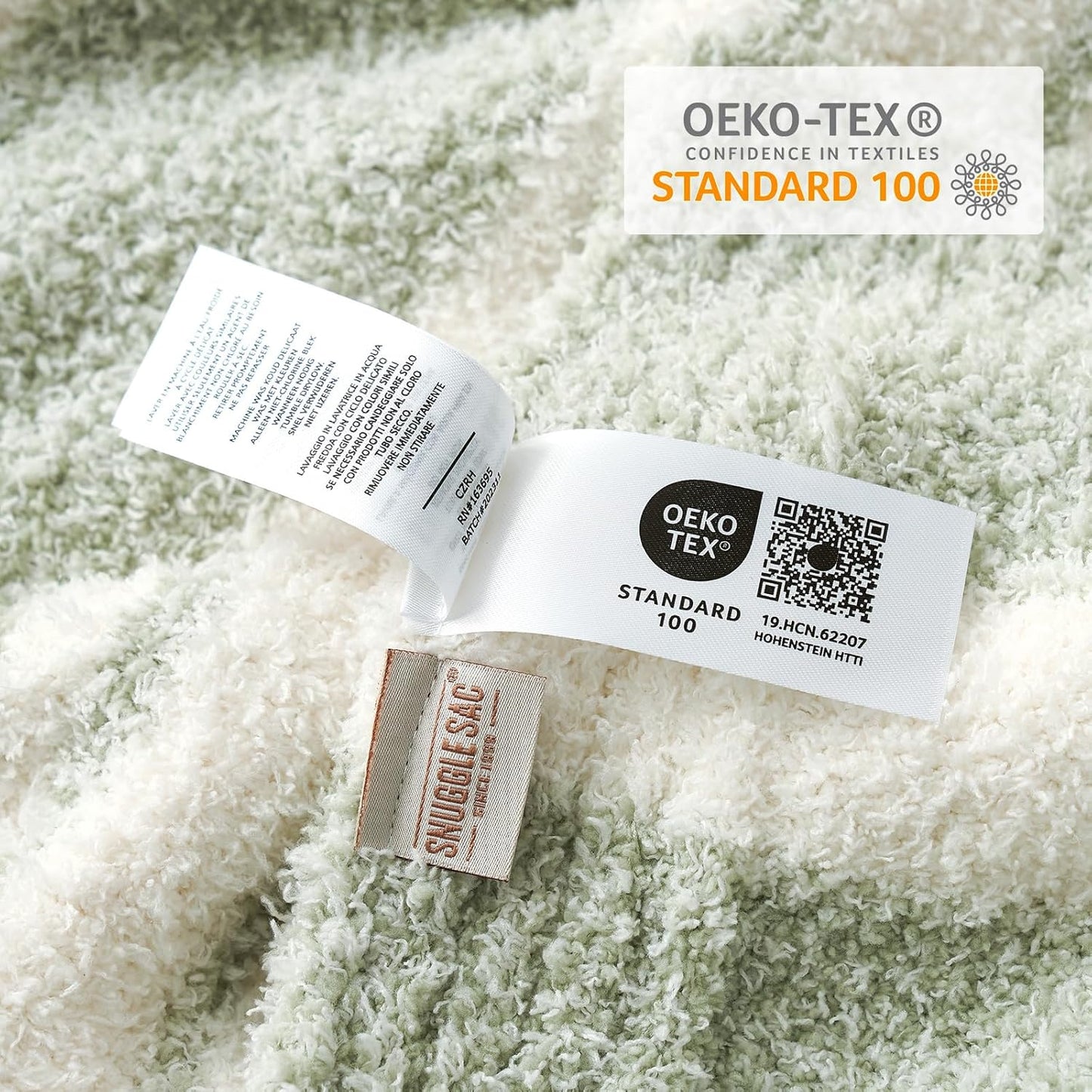 Snuggle Sac Stripe Sage Green Blanket Twin Size, Reversible Super Soft Warm Bed Blankets, Cozy Knit Fuzzy Blanket for Bed,Sofa, Living Room, Stripe Green, 60"x80"