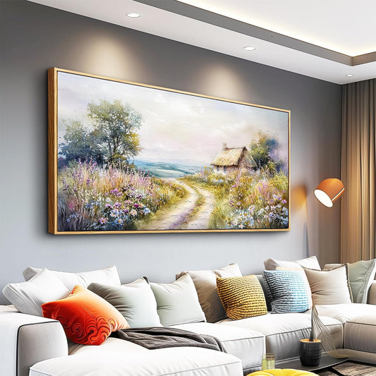 ZUITINGHUA Wood Framed Canvas Wall Art For Living Room Large Wall Decor For Office Bedroom Decoration Country Road Landscape Pictures Farmhouse Paintings Artwork Mural Aesthetic Home Decor 30x60 In