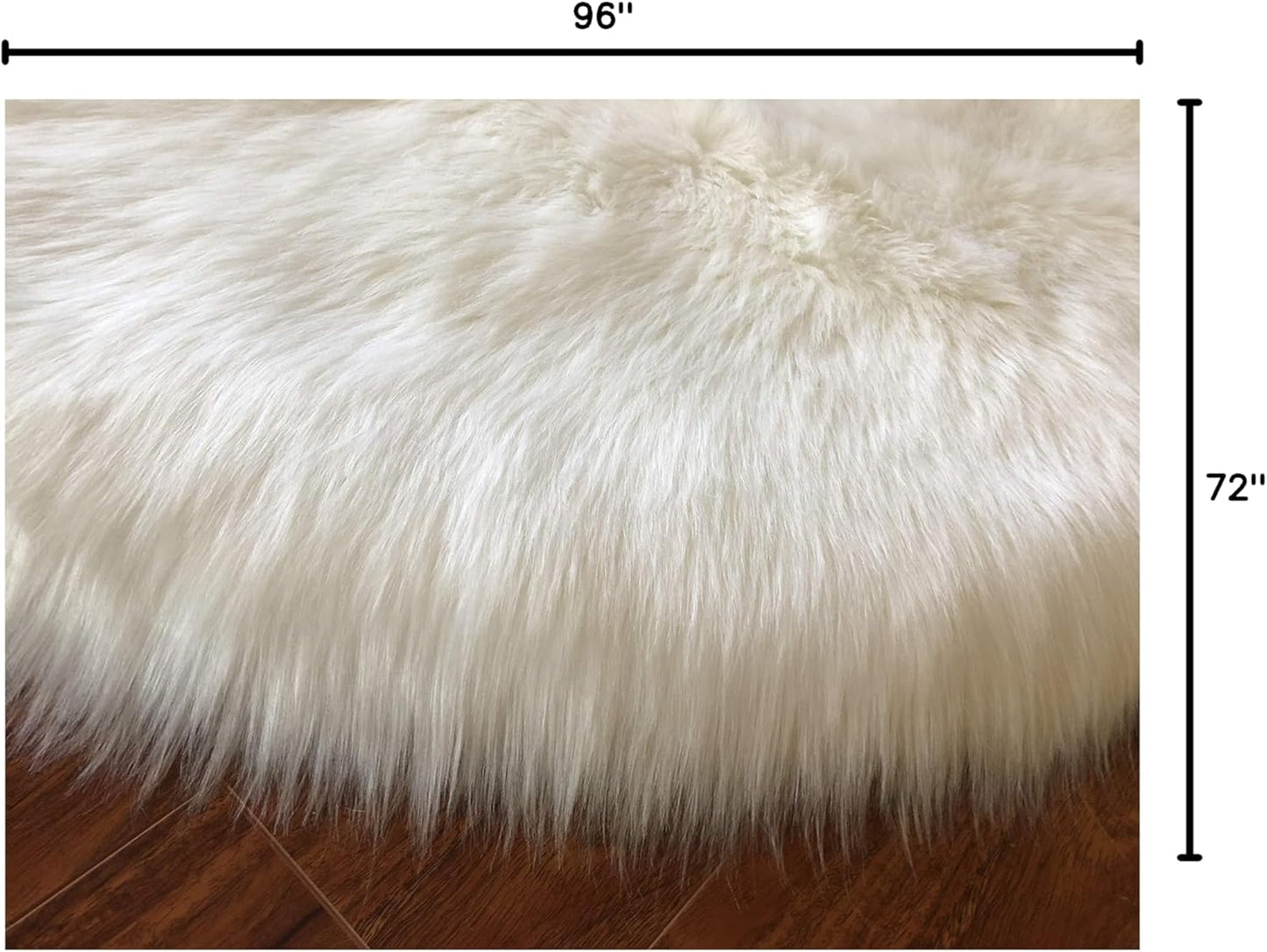 LAMBZY Faux Sheepskin Hypoallergenic Free Shape Silky Shag Rug, Luxury Shaggy Silky Plush Carpet for Bedrooms Rugs Living Room Kids Rooms Sofa Floor Rugs (Octo 8 Pelts 6'x8', White)