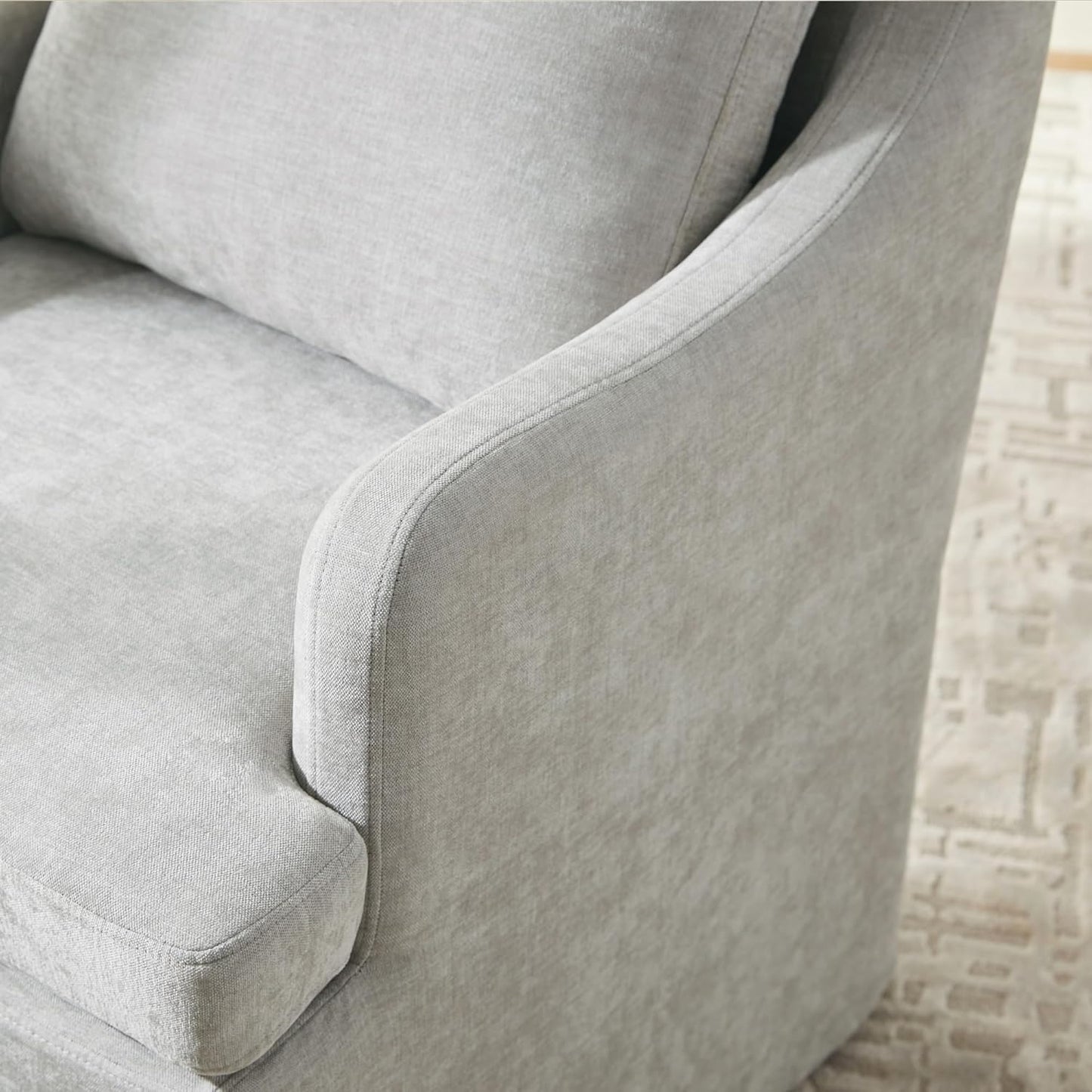 VKNOW Upholstered Dining Chairs, Modern Kitchen Chairs Dinner Chairs with 4 Casters, Linen Armchair for Bedroom Reading Room Living Room, Light Grey