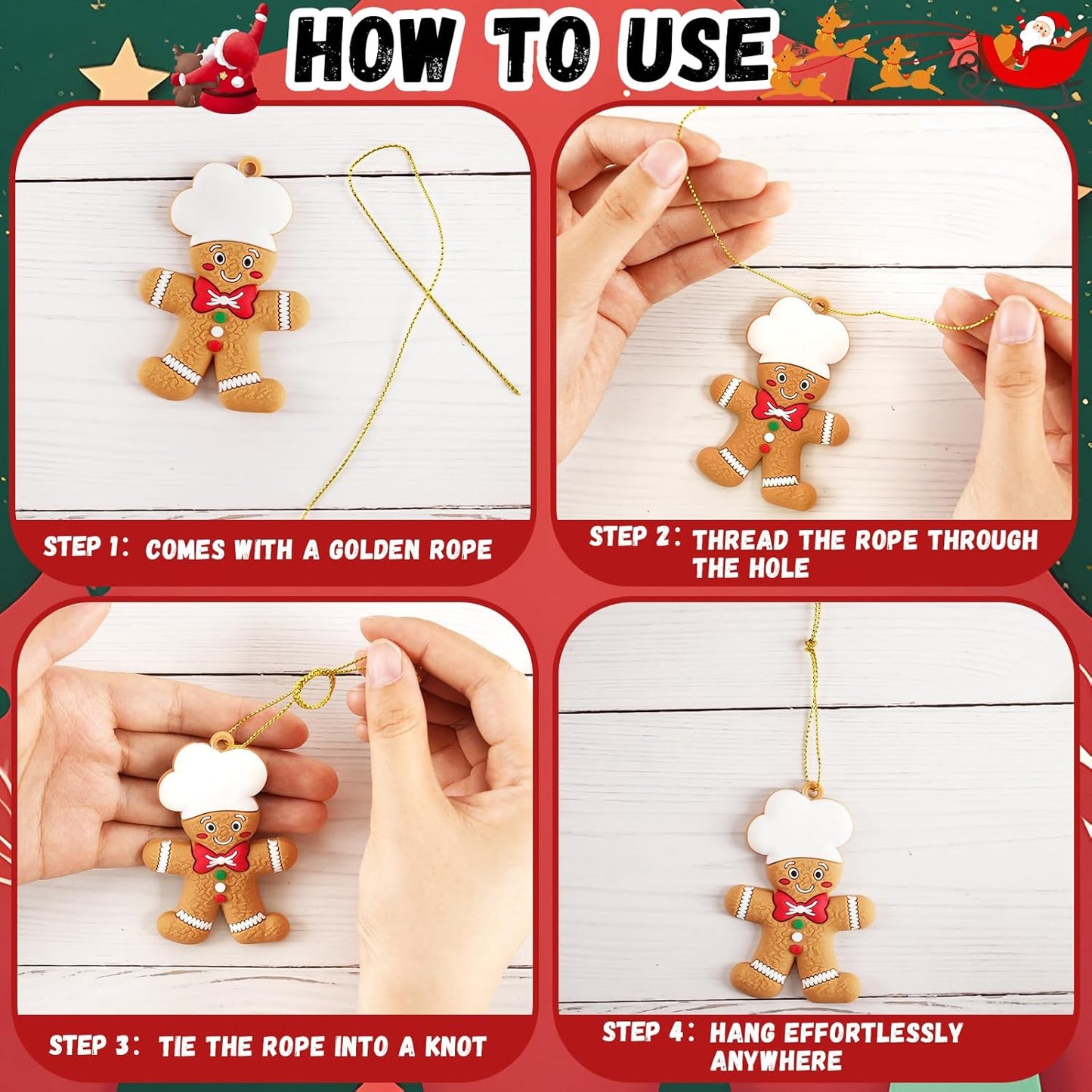 36pcs Gingerbread Man Ornaments for Christmas Tree, Assorted Gingerbread Figurines Decorations with Gingerbreads House Ornaments for Holiday Christmas Tree Home Decor