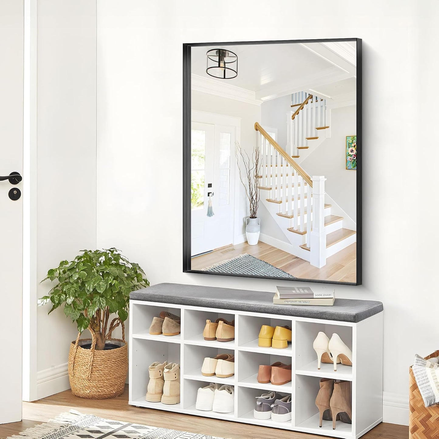 Black Bathroom Mirror, 36x48 Inch Rectangular Deep Frame Mirror, Large Wall Mounted Bathroom Vanity Mirror Over Sink for Bedroom,Restroom, Living Room, Hangs Vertically or Horizontally