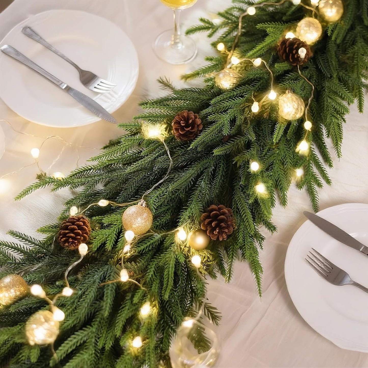 Artificial Norfolk Pine Garland - Faux Christmas Garland Fake Green Garland for Fireplace,Table, Stairs, Mantle, Window,Indoor Outdoor,Home,Holiday Decor (1 PCS,6 FT)