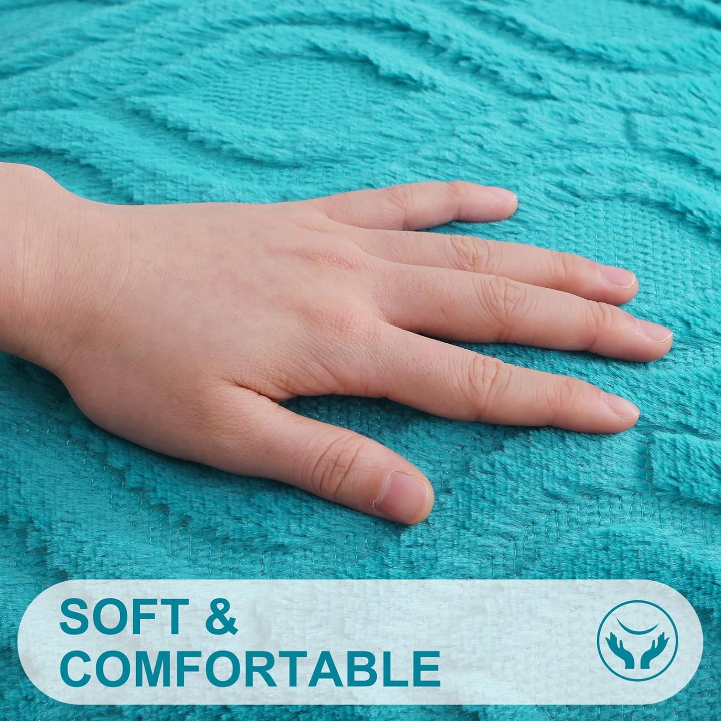 decorUhome Fall Throw Pillow Covers 20x20 Inch Set of 2, Soft Plush Decorative Faux Fur Turquoise Solid Couch Pillow Covers, Accent Farmhouse Neutral Square Euro Pillow Cases for Sofa Bed Living Room