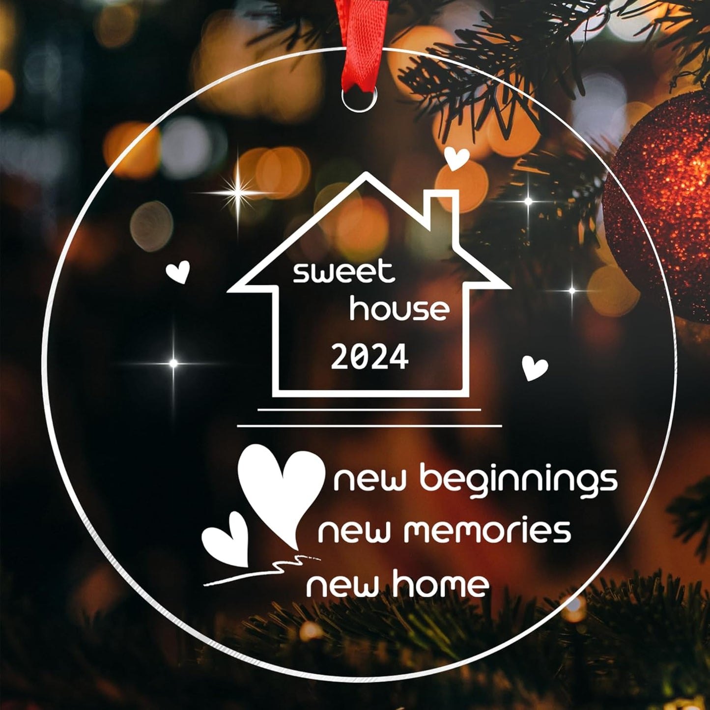 New Home Ornament 2024 - Housewarming Gifts, 2024 Sweet Home, New House Presents for Women, Couple - New Home Gift Ideas 2024 for Christmas, Acrylic Ornament