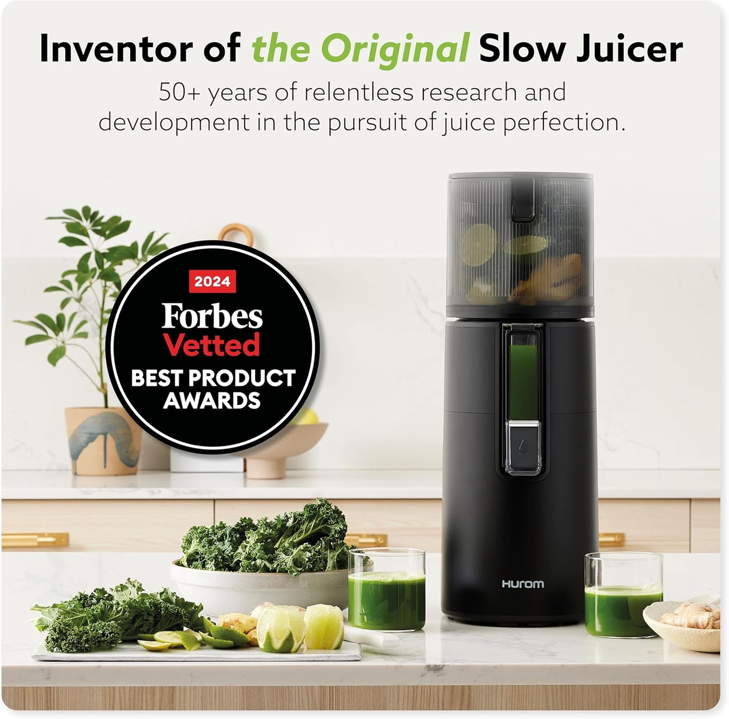 Hurom H400 Cold Press Juicer Machine, Award Winning Masticating Slow Juicer, Easy to Clean, Strainer & Hands Free with Self Feeding, Wide Mouth Hopper, Easy Assembly (Matte Black)