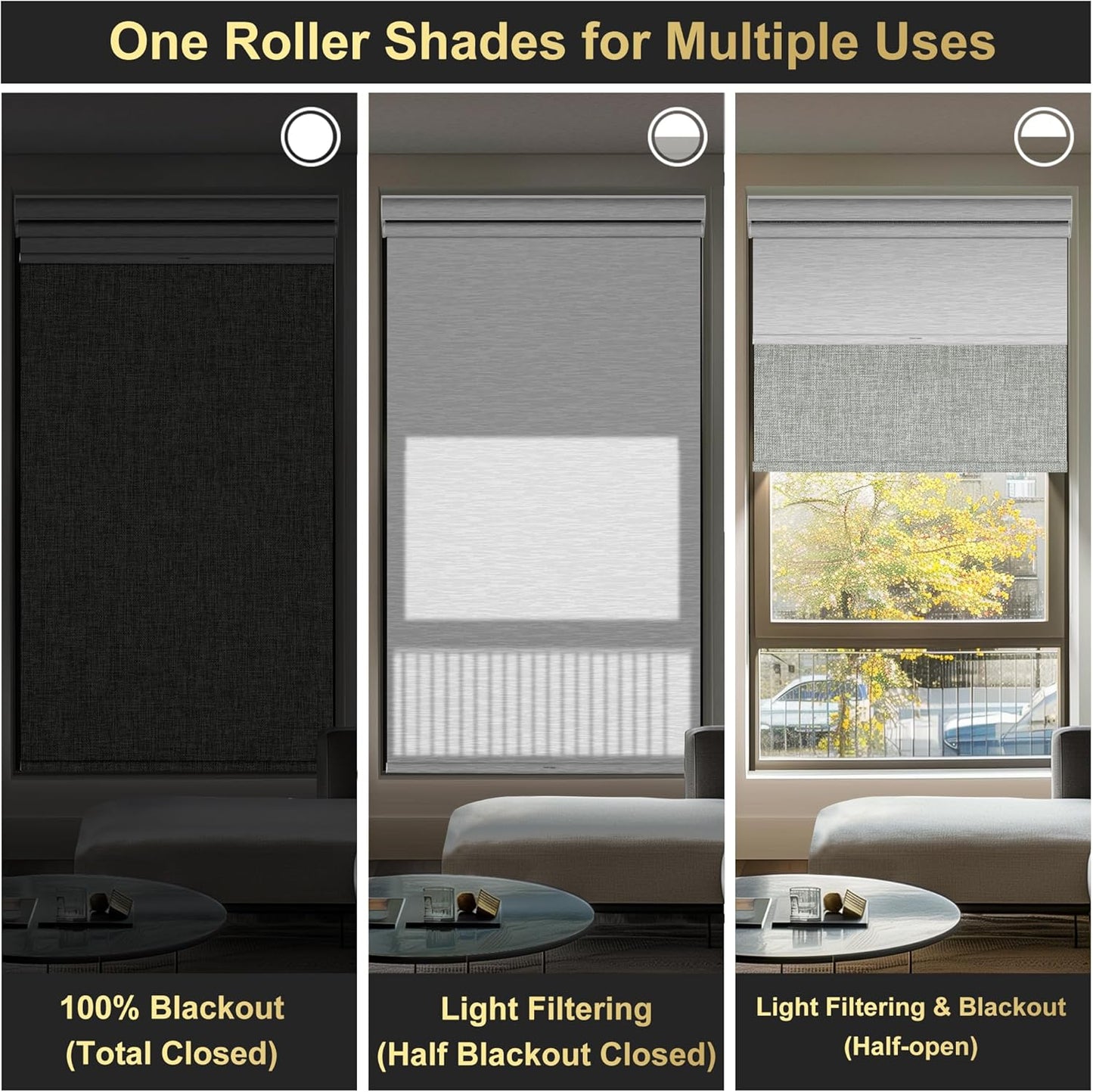 BERISSA Cordless Dual Roller Shades with Cassette Valance,Double Window Shades Blackout and Light Filtering Shades,Day and Night Roller Shades for Home Office Door.Linen Grey and White.38 W x 72" H