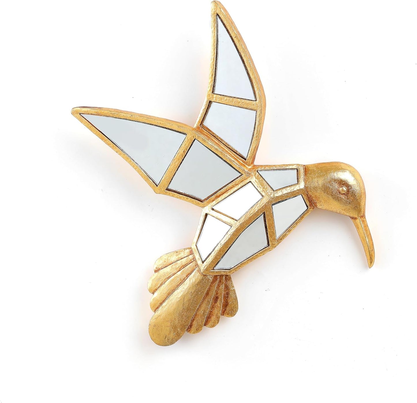 Vintage Wall Sculpture Animals Gold Bird Mirrors - Gold Resin Hummingbird and Glass Wall Decor, Perfect for Victorian and European Themed Homes