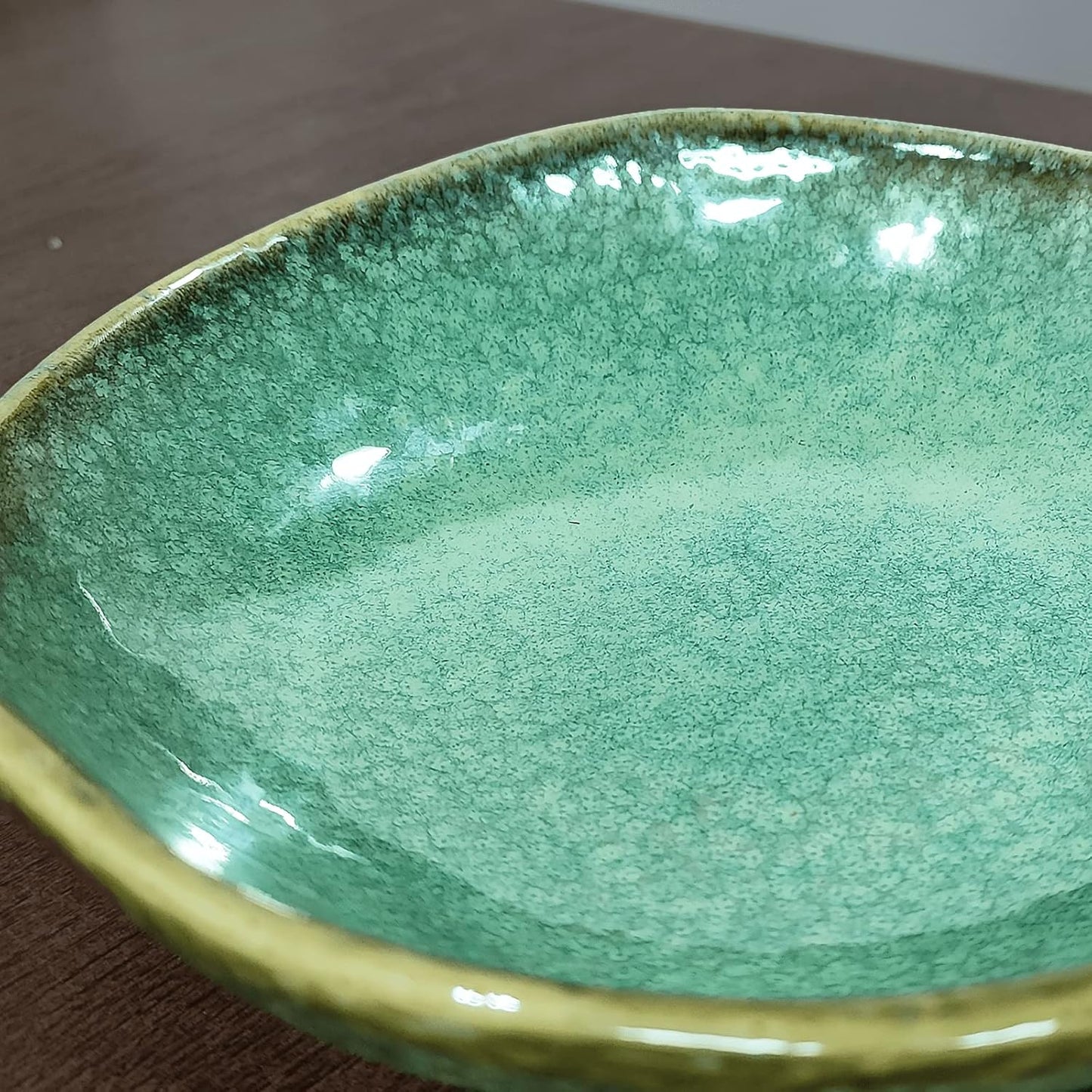 Ceramic Decorative Bowl with Green Glaze, 8'' Small Candy Bowl, Key Dish for Entryway Table, Home Decor Accent, Trinket Tray Holder for Nightstand Ring Gift (8'' Green)