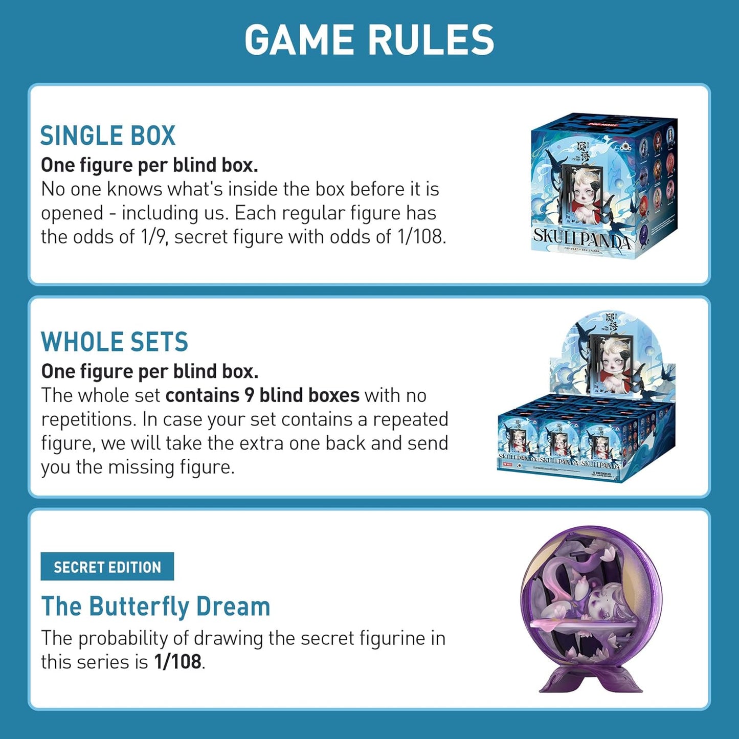 POP MART SKULLPANDA The Mirage Series Figures Blind Box Figures, Random Design Mystery Toys for Modern Home Decor, Collectible Toy Set for Desk Accessories, Single Box