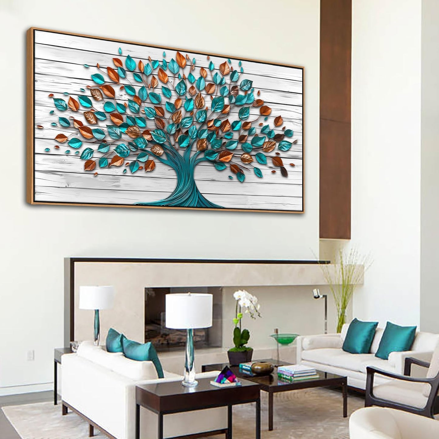 Mofutinpo Tree of Life Wall Art - Framed Art Work for Living Room, Office, Bedroom & Kitchen Decor (29x58IN)