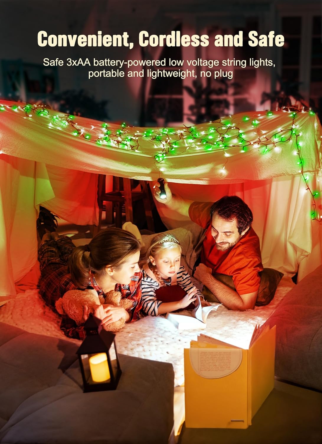 Battery Operated Christmas String Lights, 8ft 20 LED Mini Lights with Timer, Christmas Tree Lights for Indoor Outdoor Bedroom Wedding Party Holiday Xmas Decoration，Red & Green