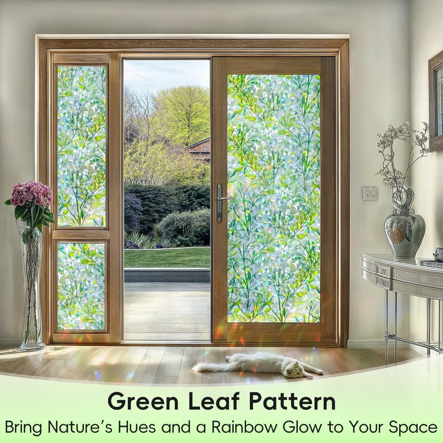 DUOFIRE Stained Glass Window Film Decorative Window Privacy Film Rainbow Diamond Grid Colorful Lattice Windows Cling Anti UV Static Cling Reusable Windows Decal for Home 11.8×39.3 inch