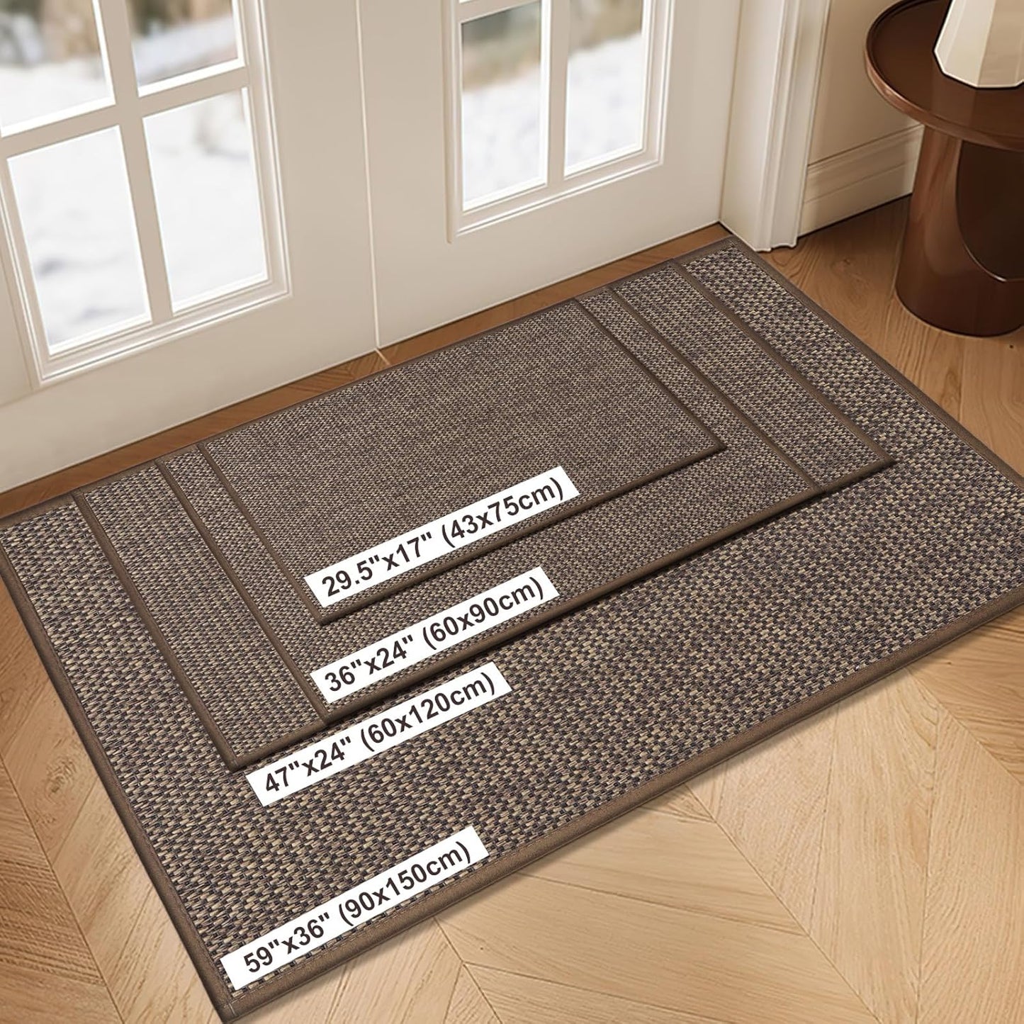 LEKEEPGO Door Mat 17"x29", Non Slip Door Mat Indoor Entrance, Rubber Backing Indoor Door mat Washable Absorbent Low-Profile Doormat Front Entryway Entry Resist Dirt Inside Door Mats, Brown