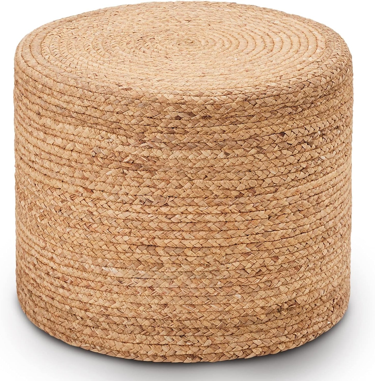 Wimarsbon 18'' Ottoman Pouf, Natural Braided Poof, Rustic Handweave Lounge Pouffe, Boho Footrest Stool for Bedroom, Accent Table or Seat for Living Room (Natural-LD)