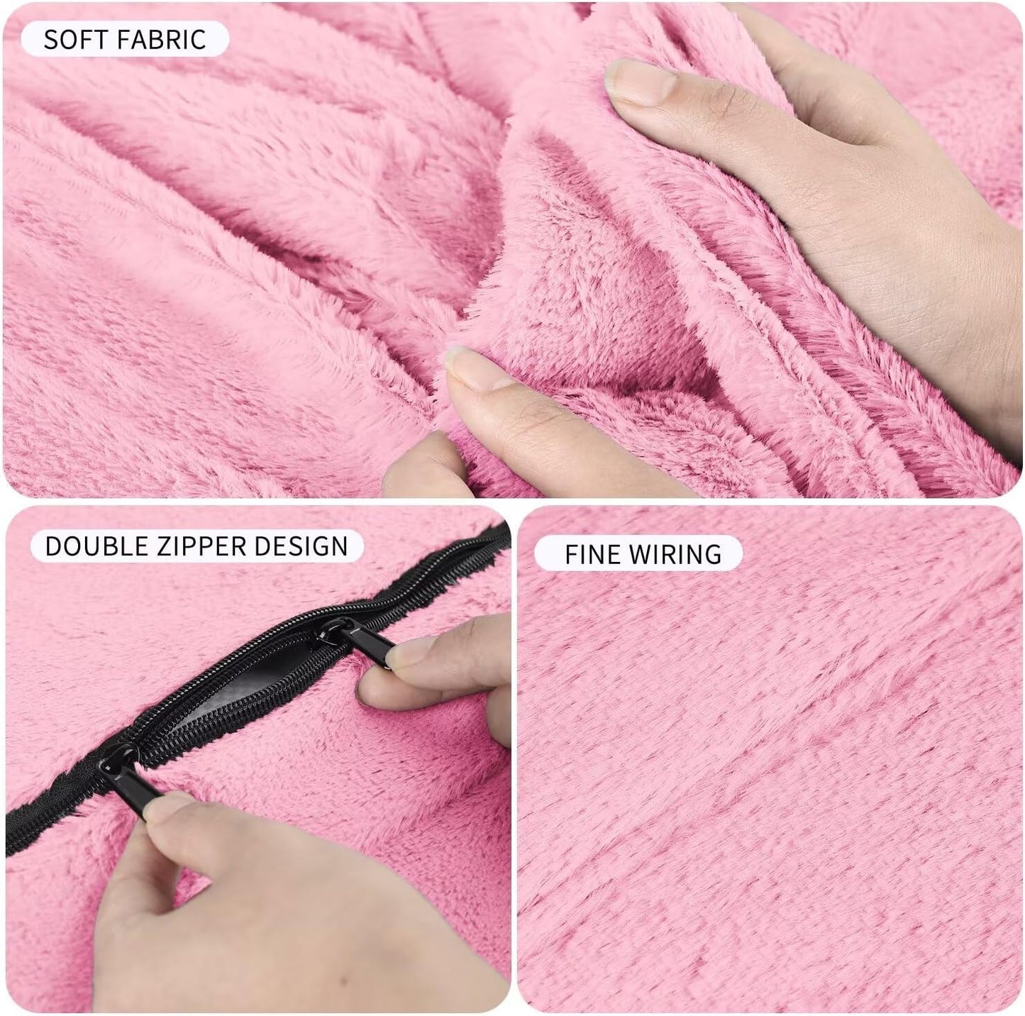 Bean Bag Chair for Adults 8FT,Soft Removable Cover for Teens/Girls Bedroom,Fluffy Giant Round Floor Beanbag Lounger Chairs (No Filler,Pink)