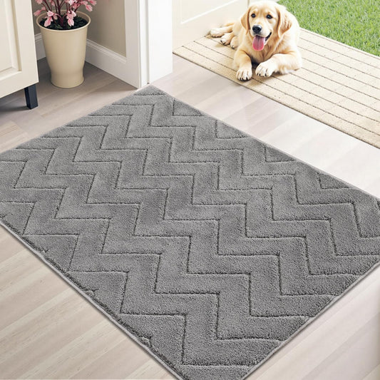 Stiio Front Door Mat Indoor Outdoor Entrance 20x31.5 Inches, Non Slip Washable Entry Rug, Dog Doormat, Absorbent Entrance Mat for Front & Back Door, Muddy Wet Shoes & Paws, Grey