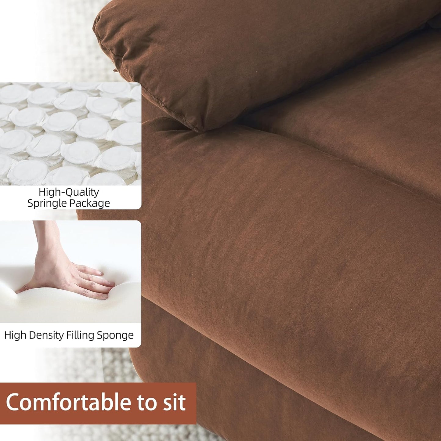 Rocker Recliner Chair, Overstuffed Manual Rocking Recliner for Adults, Upholstered Comfy Soft Fabric Living Room Reclining Sofa Chair (Brown Fabric)