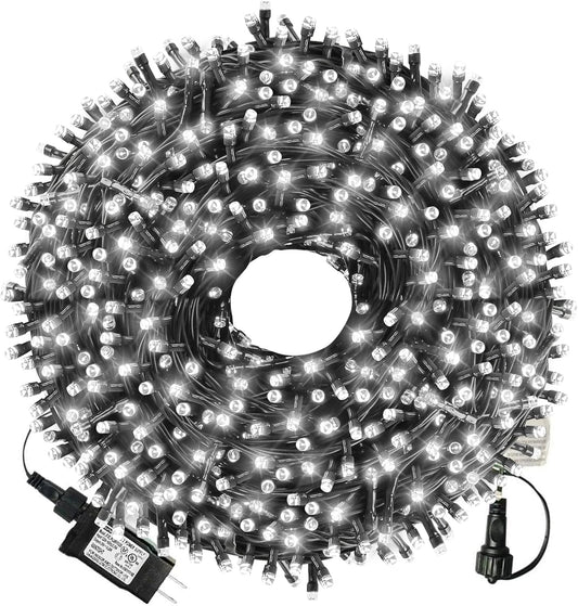 XTF2015 105ft 300 LED Christmas String Lights, End-to-End Plug 8 Modes - UL Certified - Outdoor Indoor Fairy Lights for Christmas Tree, Patio, Garden, Party, Wedding, Holiday (Cool White)