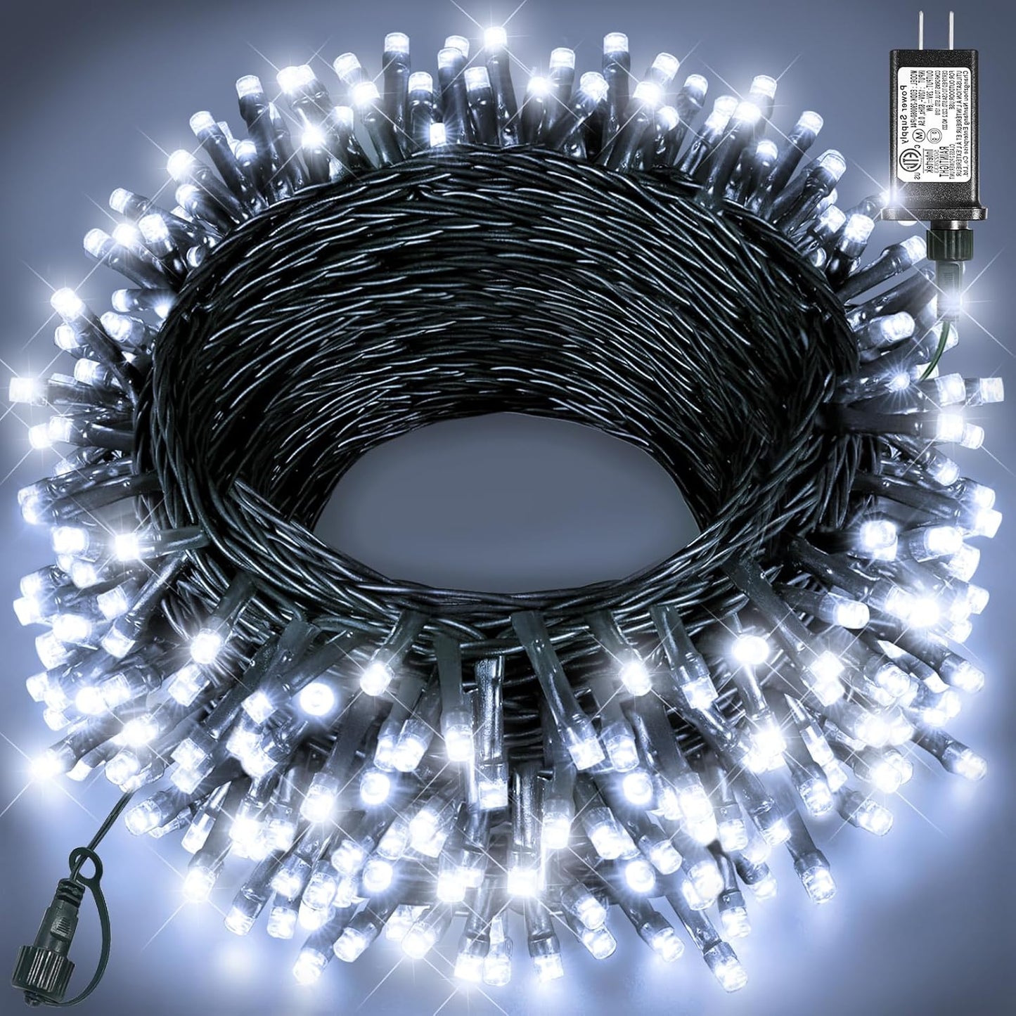 Christmas String Lights, 80FT 240 LED Connectable Christmas Lights Outdoor Green Wire with 8 Modes, Plug in Waterproof Christmas Decorations Indoor for Patio Tree Garden, White
