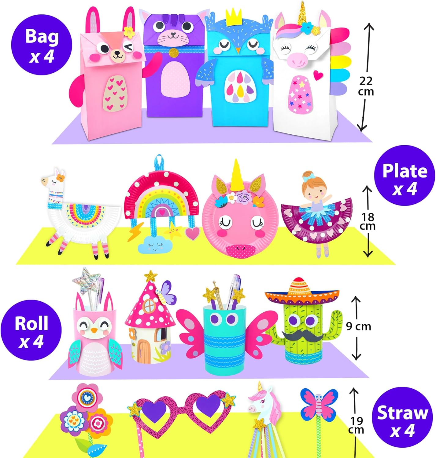 KRAFUN My First Unicorn Bunny Paper Craft Kit for Toddlers and Girls Age 3-8 Years Old, Include 18 Cute DIY Arts and Crafts Projects, Organized Art Activities Supplies Box Preschool Creative Toys