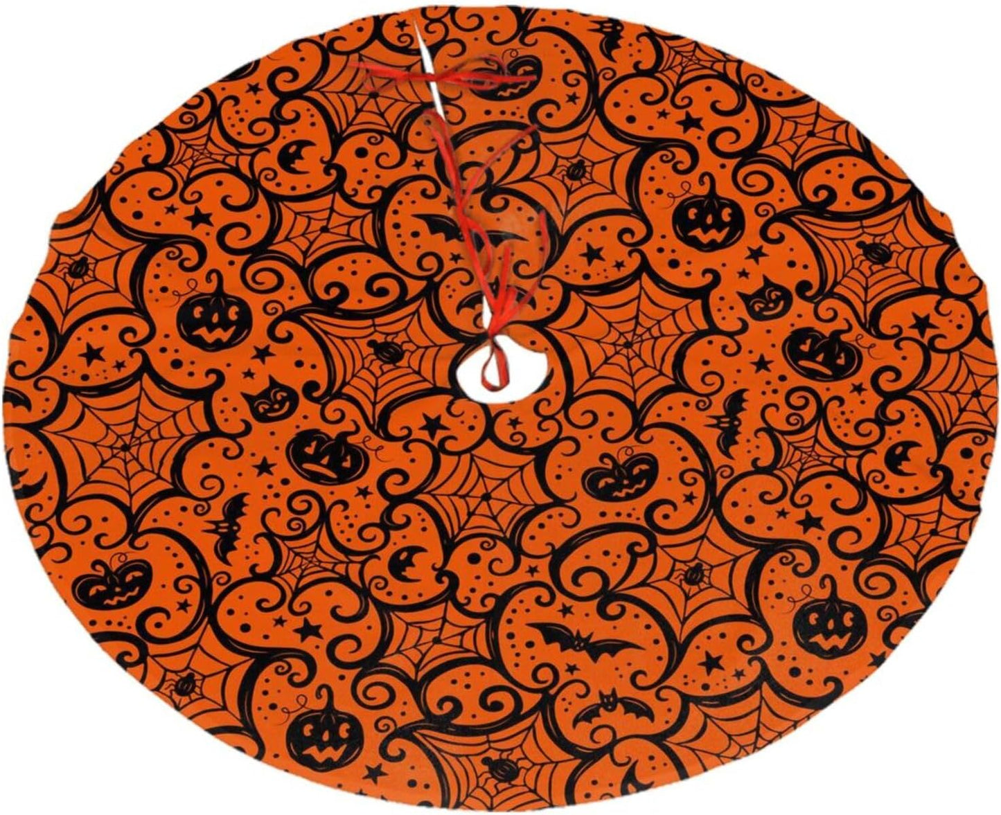 Christmas Tree Skirt,Halloween Pumpkin Xmas Tree Skirt Rustic Farmhouse Tree Skirt for Christmas Decor Xmas Holiday Home Party Decorations30