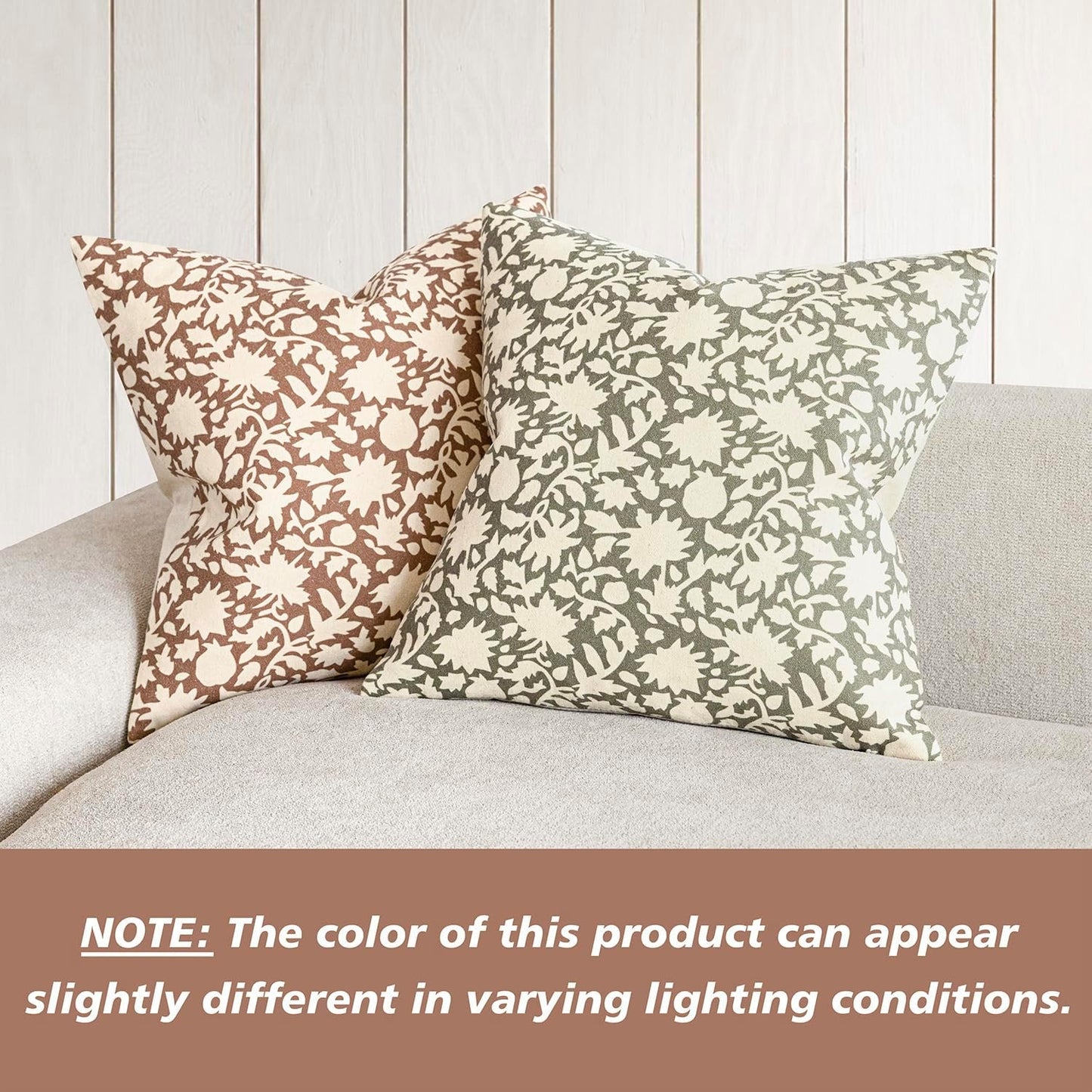 Foindtower Set of 2 Decorative Neutral Floral Throw Pillow Covers Accent Farmhouse Cushion Covers Boho Pillowcase for Couch Sofa Bedroom Living Room Home Decor Outdoor,22×22 Inch,Light Orange Brown