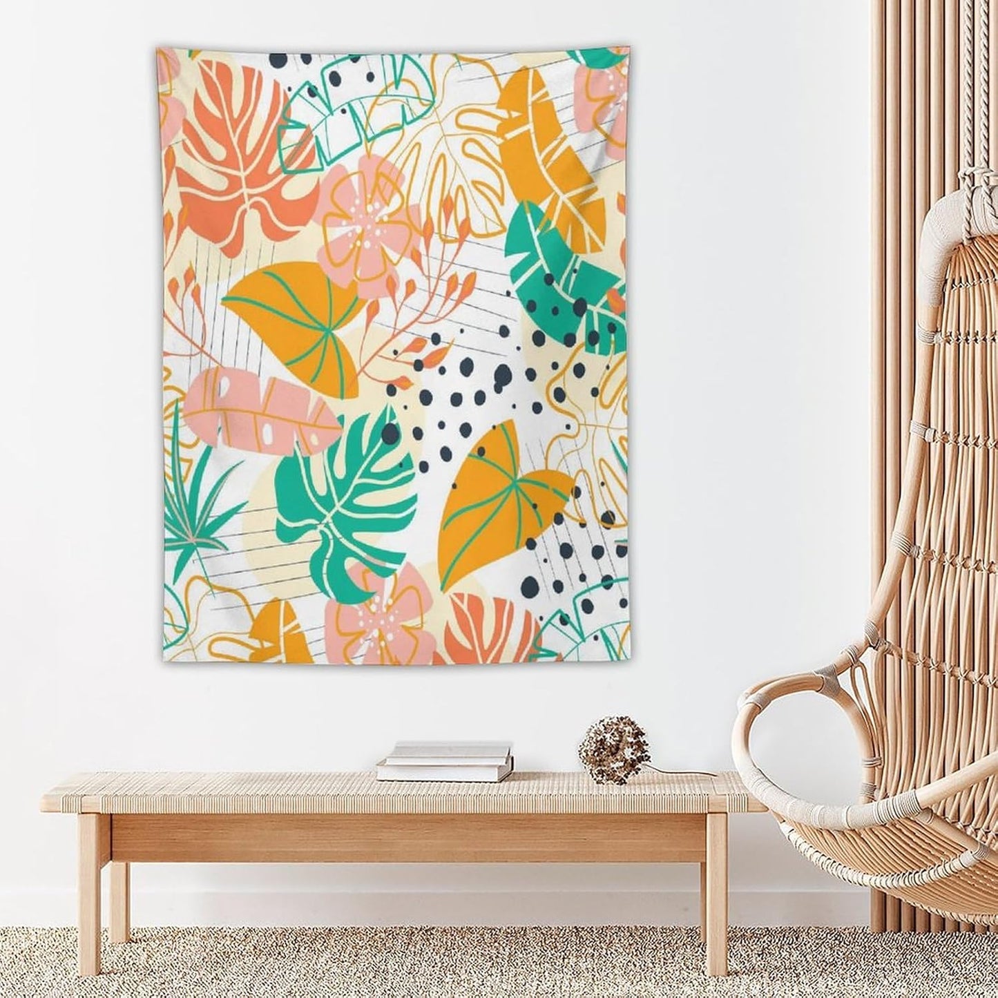 ICMOLYYENLO Tropical Palm Leaves Wall Tapestry, Wall Art for Room Decoration Beautiful Wall Hanging for Bedroom Living Room Dormitory Apartment 40x60 Inch