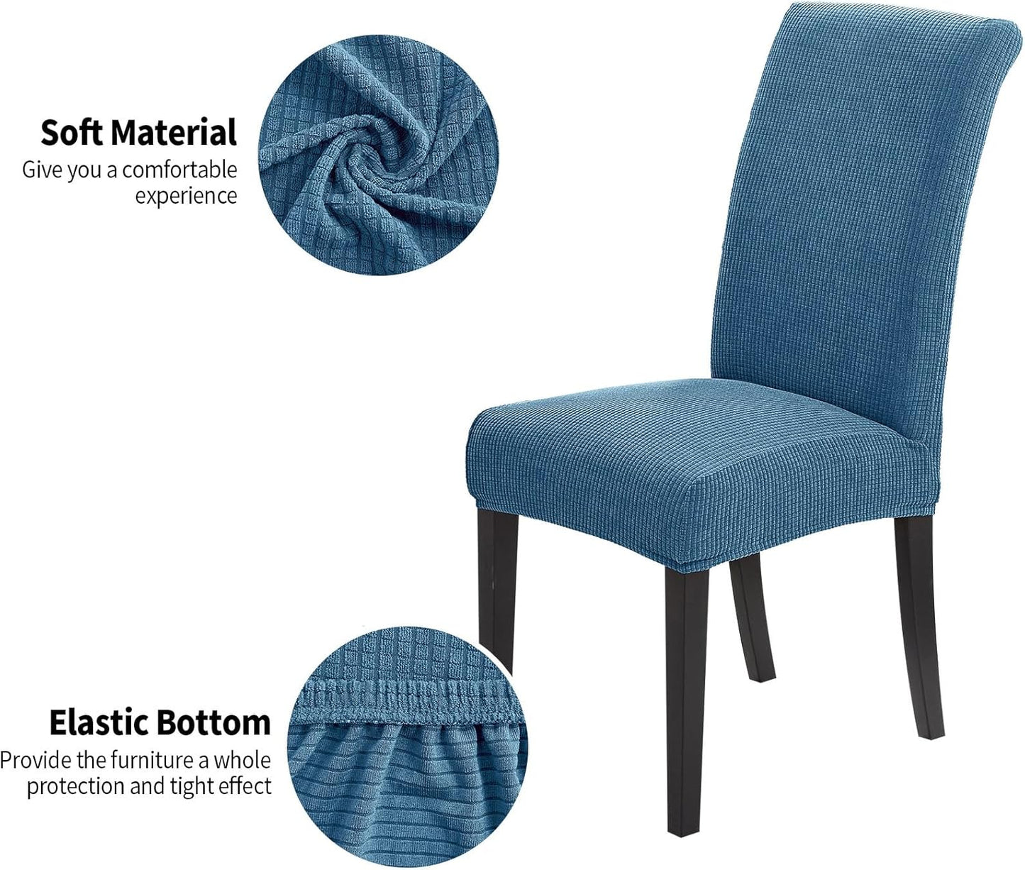 Joccun Chair Covers for Dining Room Set of 6,Chair Slipcovers Stretch Dining Room Chair Covers Seat Protector,Washable Parsons Chair Cover for Home,Hotel,Banquet(Dark Blue,6 Pack)