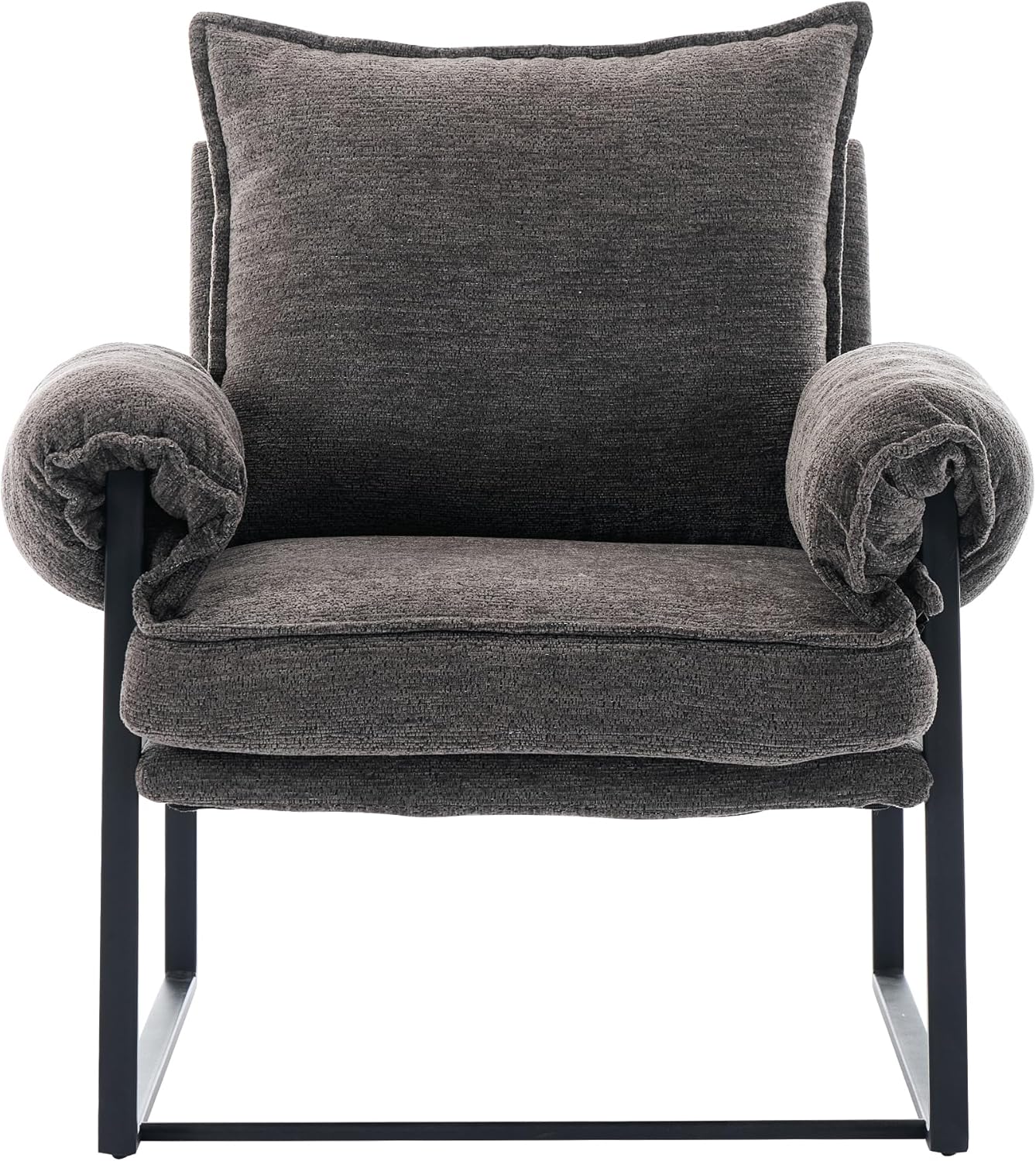 YISHENG Accent Chair with 6-Angle Adjustable Backrest, Chenille Fabric Living Room Chair Upholstered Lounge Chair, Modern Chair Cozy Reclining Chair for Reading Room, 1PC Gray