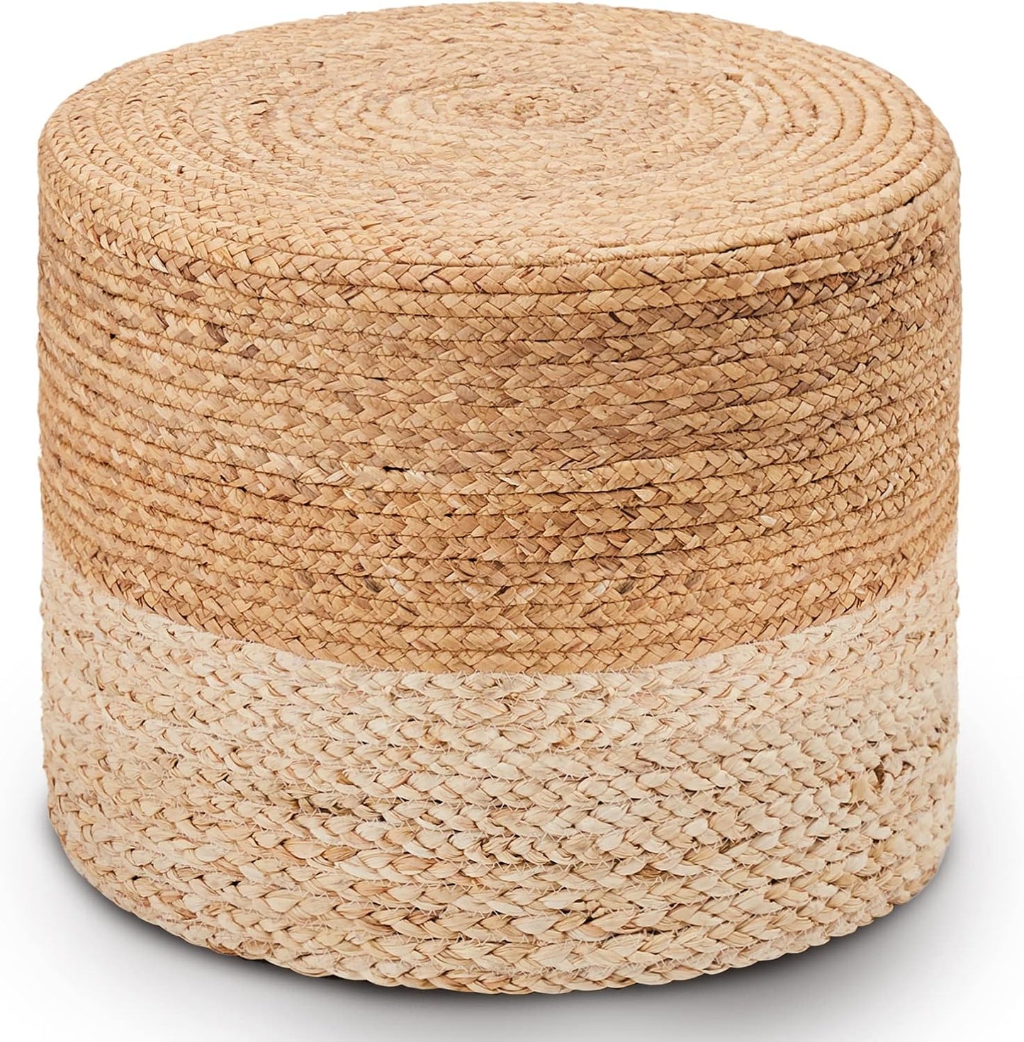Wimarsbon 18'' Pouf Ottoman, Natural Braided Poof, Round Poufs, Rustic Handweave Lounge Pouffe, Boho Footrest Stool for Bedroom, Accent Table or Seat for Patio, Living Room
