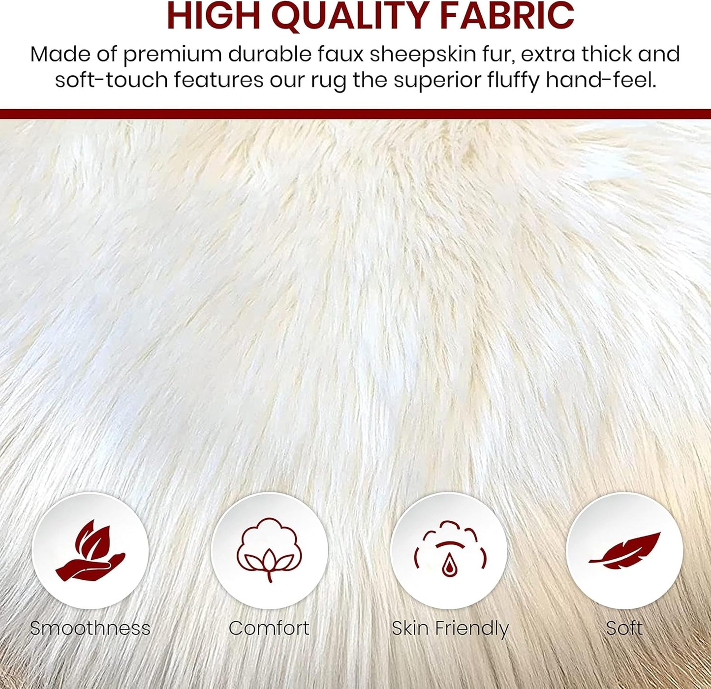 LAMBZY Faux Sheepskin Hypoallergenic Free Shape Silky Shag Rug, Luxury Shaggy Silky Plush Carpet for Bedrooms Rugs Living, Kids Rooms Sofa Floor Rugs (Single and a Half 2'x4', 60x120cm White)