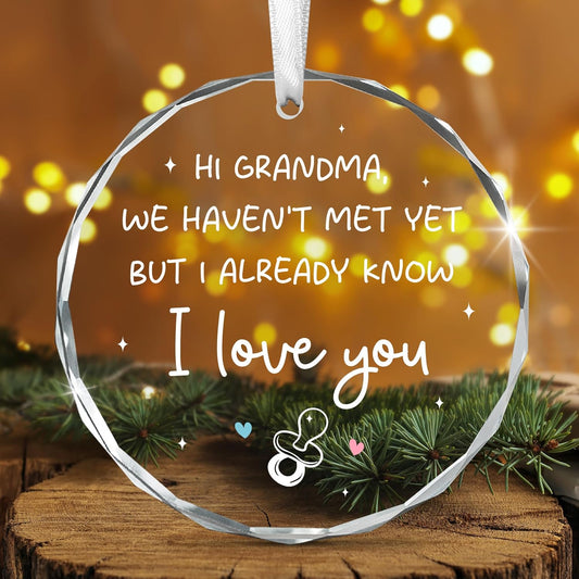 OASSIE Promoted to Grandma Pregnancy Announcement - Glass Ornaments for Tree with Card - Grandparents Baby Announcement Gifts for Grandma, Grandmother Gifts for Women, Baby Coming Soon Tree Ornaments