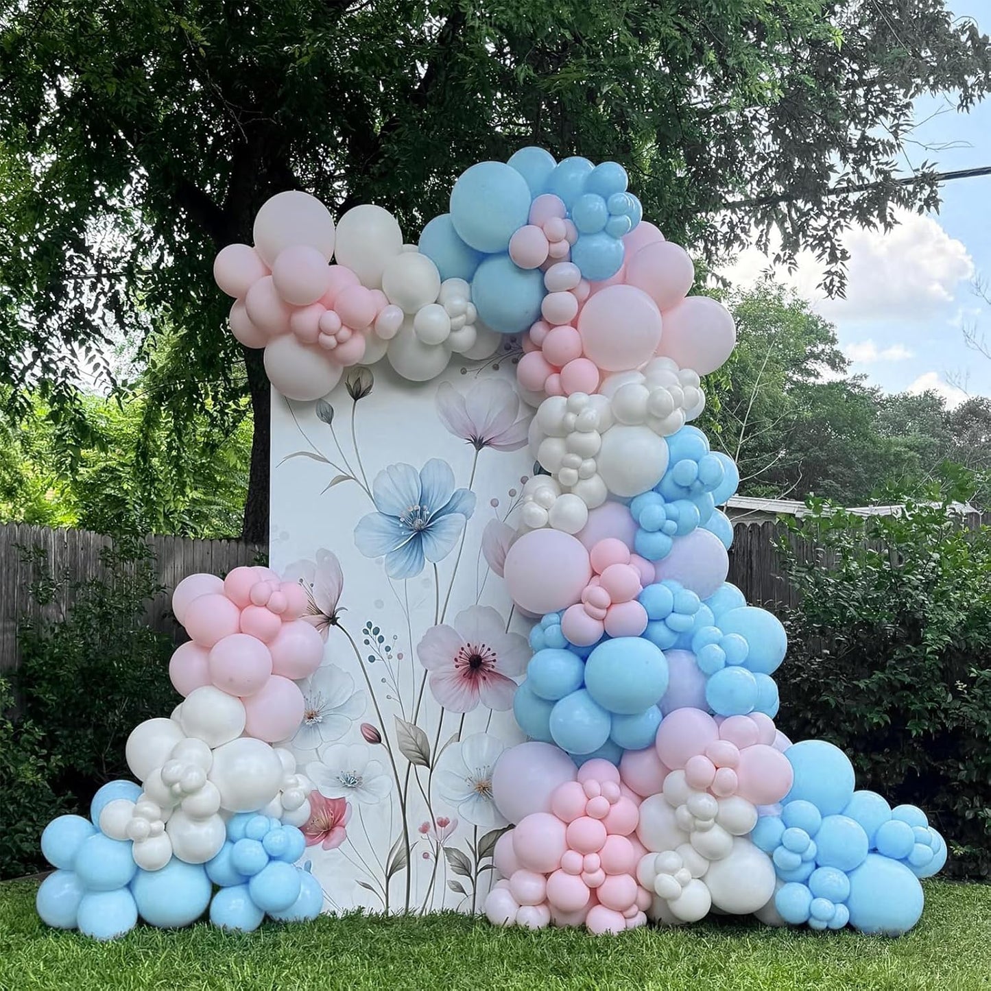 Pink and Blue Balloons 12 Inch Pastel Light Baby Blue Pink White Party Balloon with Confetti Latex Balloons for Gender Reveal Boy or Girl Princess Birthday Bridal Baby Shower Party Decorations