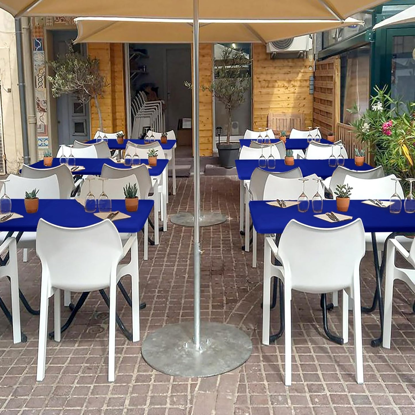 Fitted Tablecloth for 8 Foot Rectangle Tables-10 Pack Royal Blue Elastic Outdoor Picnic Table Cover-Spandex Stretch Folding Tablecloths for Camping Dining Room Patio Kitchen Banquet Party