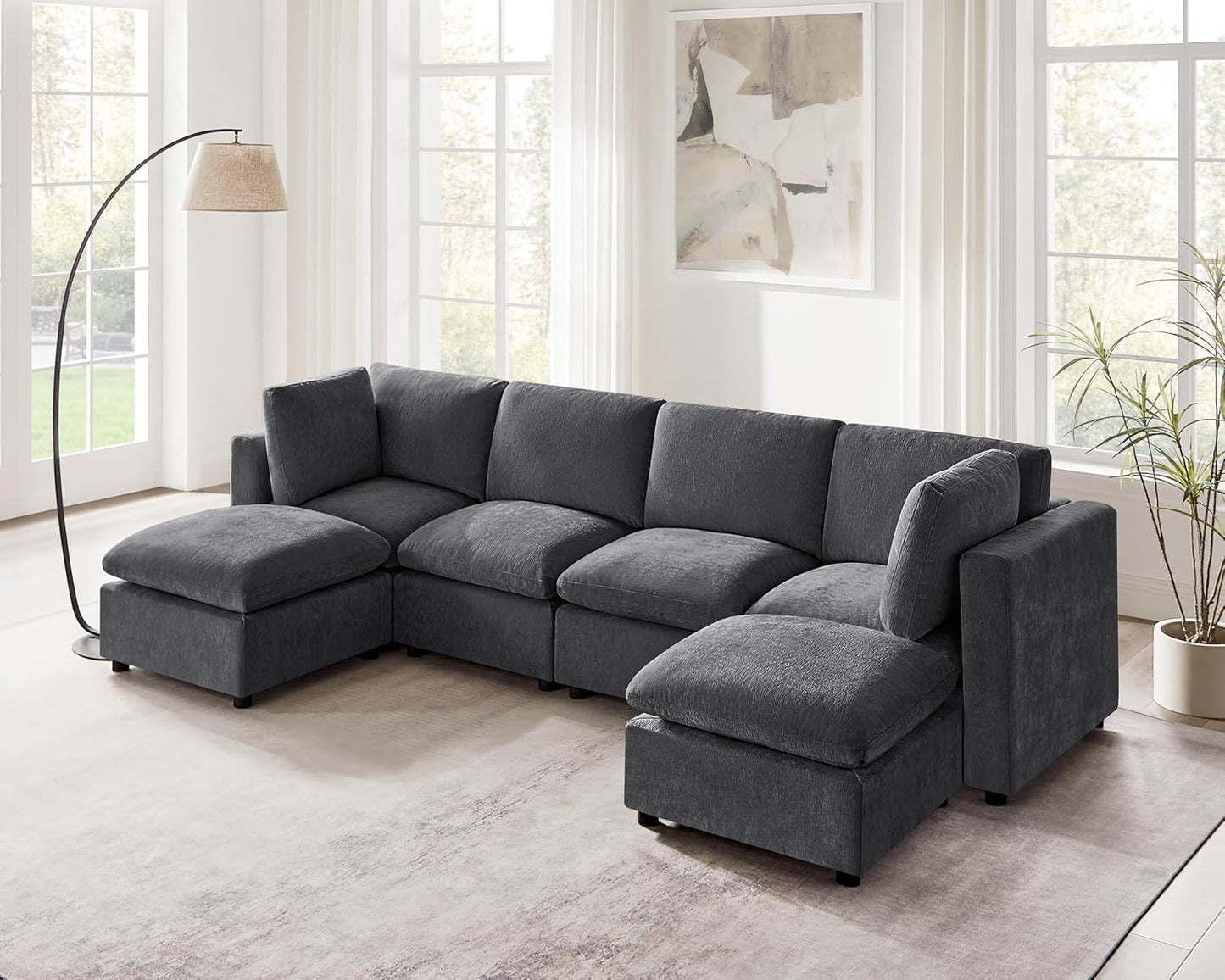 Modular Sectional Sofa, Convertible Sofa Couch Modular Sofa with Ottoman, Sectional Sofas for Living Room Small Apartments