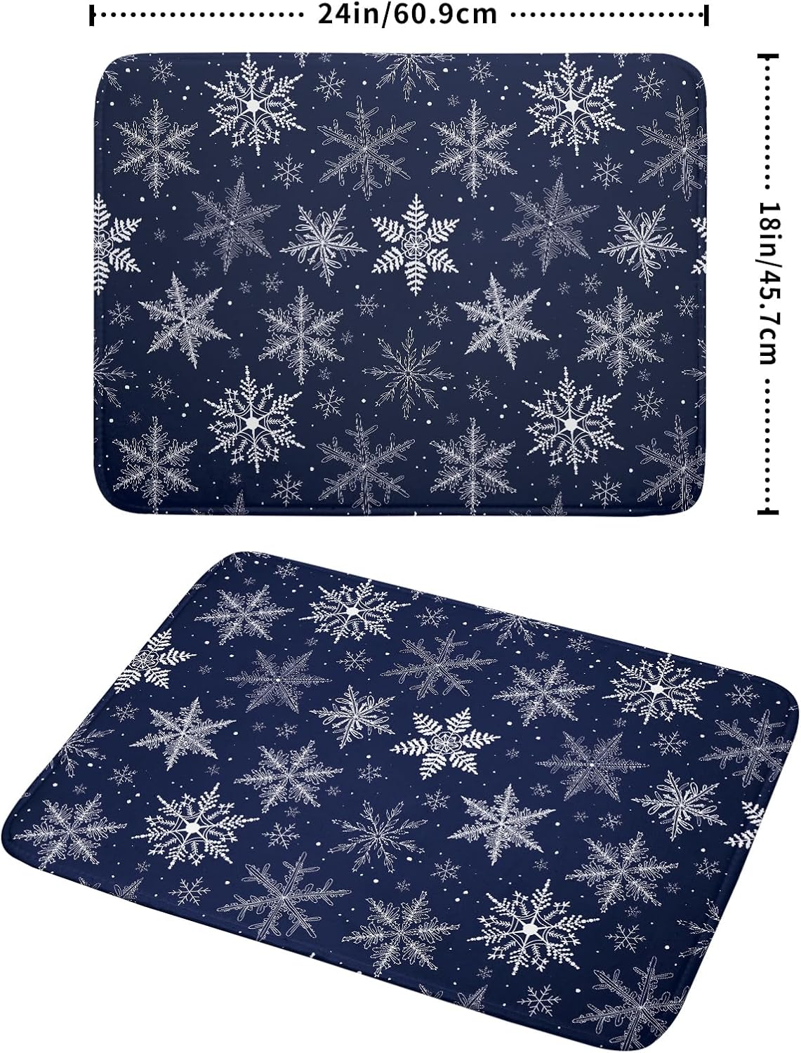 Winter Blue Snowflake Dish Drying Mat for Kitchen Counter Holiday Super Absorbent Reversible Microfiber Kitchen Countertop Protector Dishes Pad Large 18x24 inch