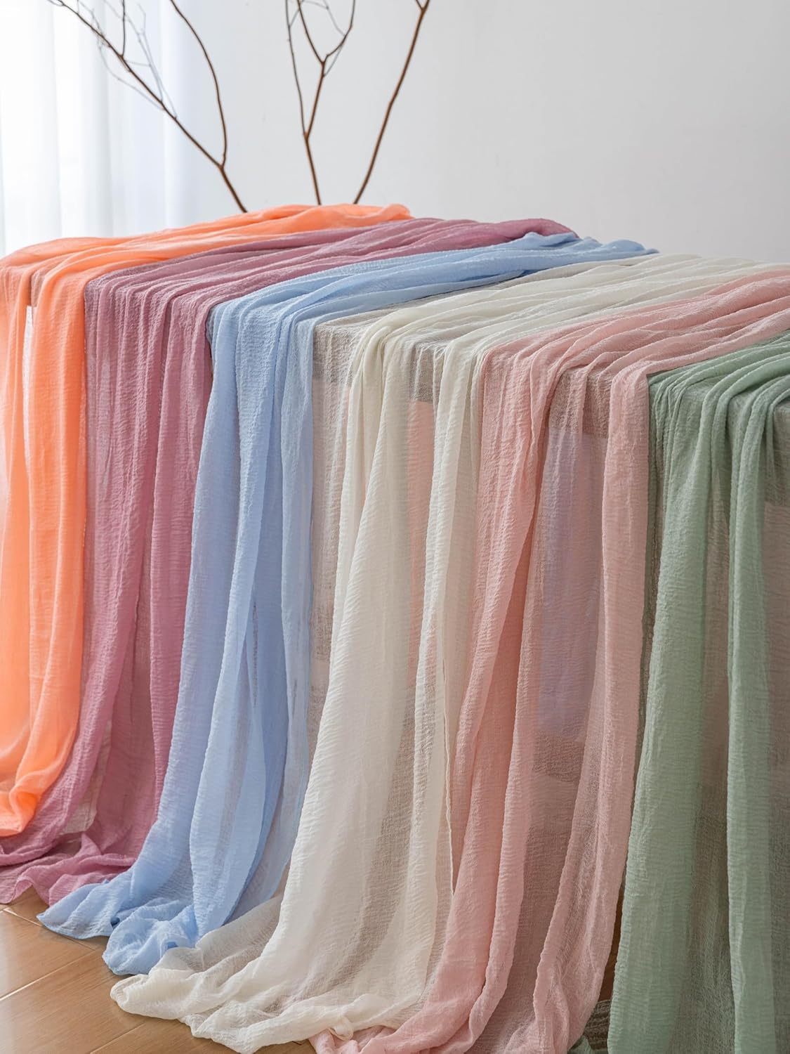 Cheesecloth Table Runner Ivory Cream White Gauze Rustic Cheese Cloth Spring Table Runner 120 Inch 10 FT for Wedding Baby Bridal Shower Party Long Sheer Boho Home Decorations