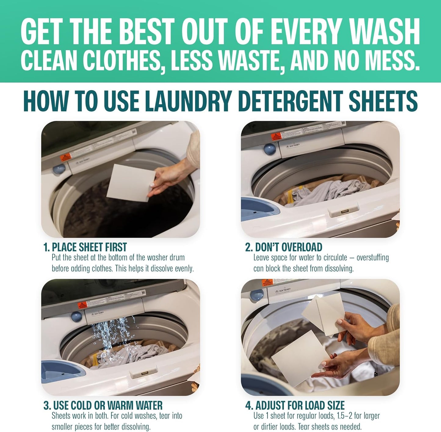 Sudstainables Laundry Detergent Sheets (200 Loads) – Eco-Friendly, Zero Waste, Plastic-Free Laundry Washing Machines Soap Sheets; Dissolvable, Space-Saving Strips for Travel (Lemon)