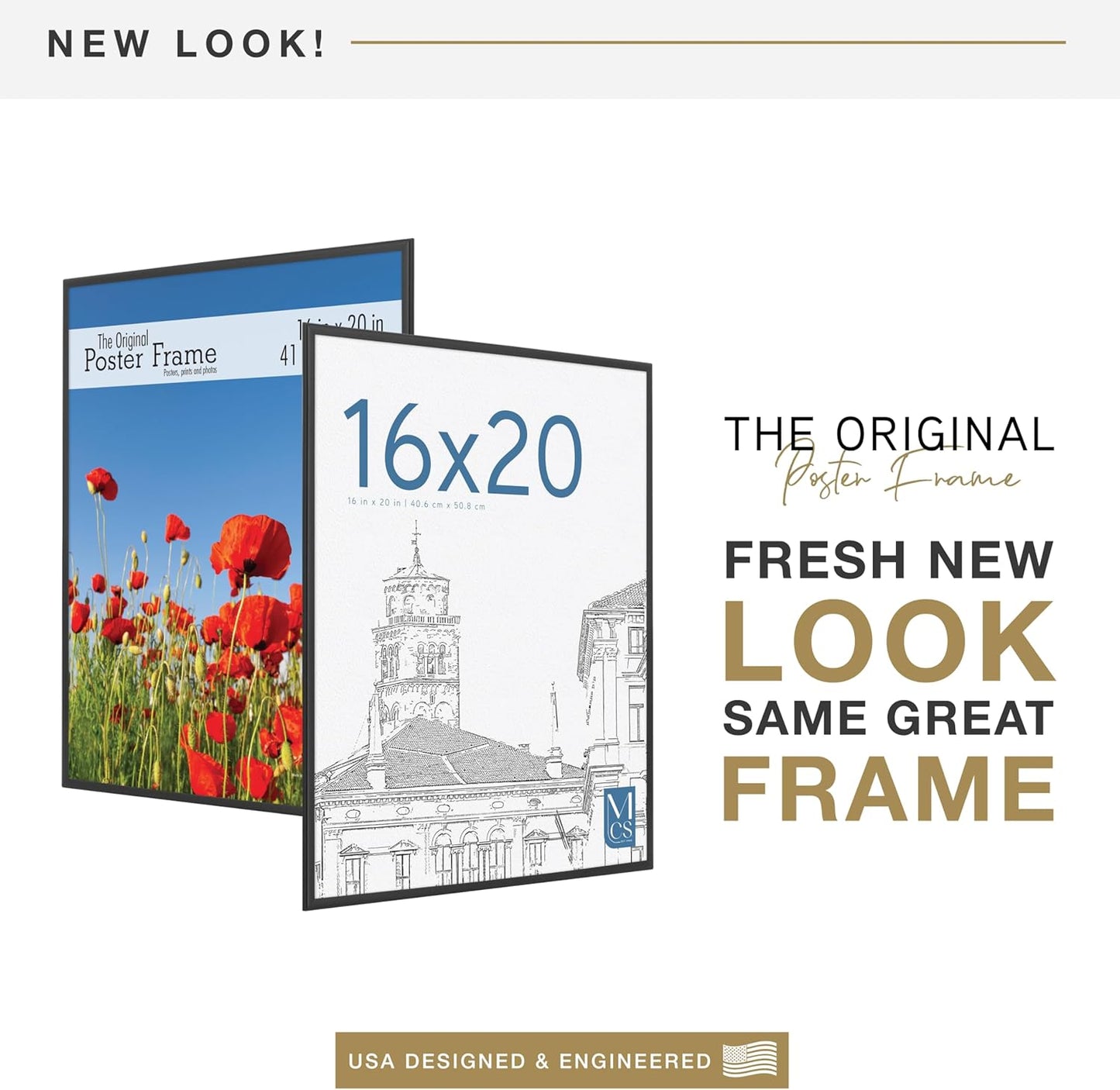MCS Original Poster Frame 16x20 Black Lightweight Vertical & Horizontal Wall Hanging Large Picture Frame for Posters, Art Prints & Gallery Wall (2-Pack)