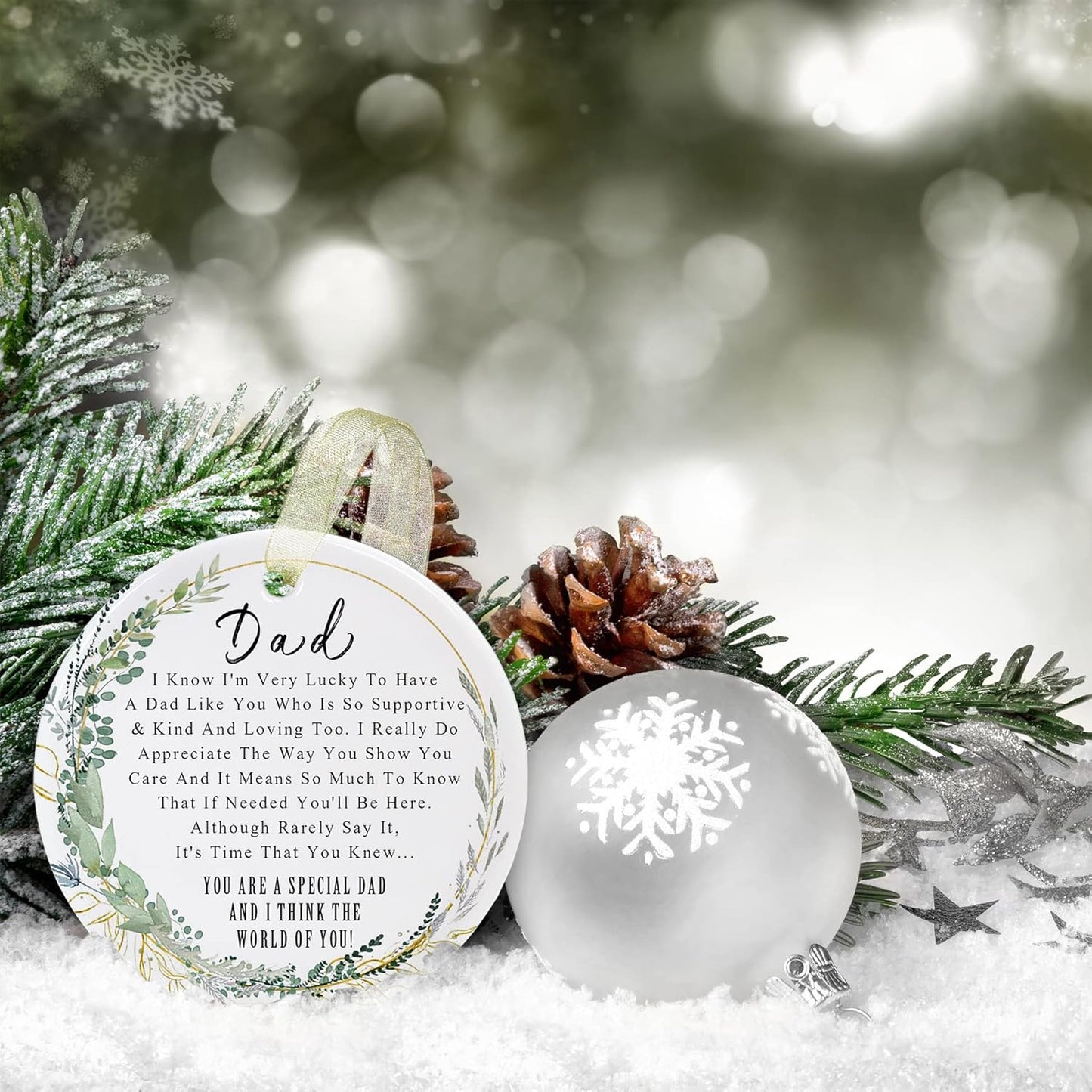 Dad Ornaments 2025 Father Ohday Best Dad Ever Gift Father Day Dournament Dad Christmas Ornament for Father from Son&Daughter Forever Ornament Father's Day Dad's Birthday (2.9"
