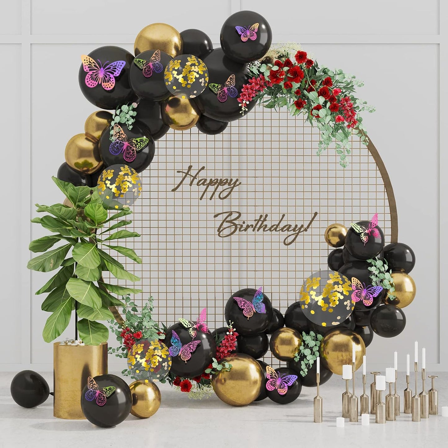 SAOROPEB 3D Butterfly Wall Decor 48 Pcs 4 Styles 3 Sizes, Purple Butterfly Decorations for Birthday Decorations Butterfly Party Decorations Cake Decorations, Removable Stickers (Laser Pinkpurple)