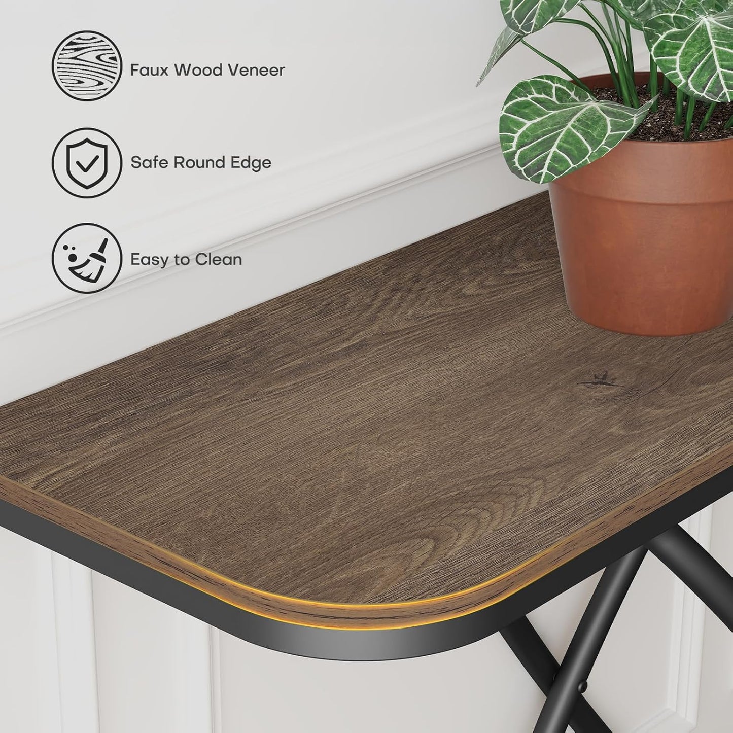 BECHAEO Farmhouse Narrow Console Table for Living Room, 47.4" Rustic Narrow Entryway Table, Sofa Tables Behind The Couch, Industrial Wooden Accent Tables for Hallway, Foyer Walnut