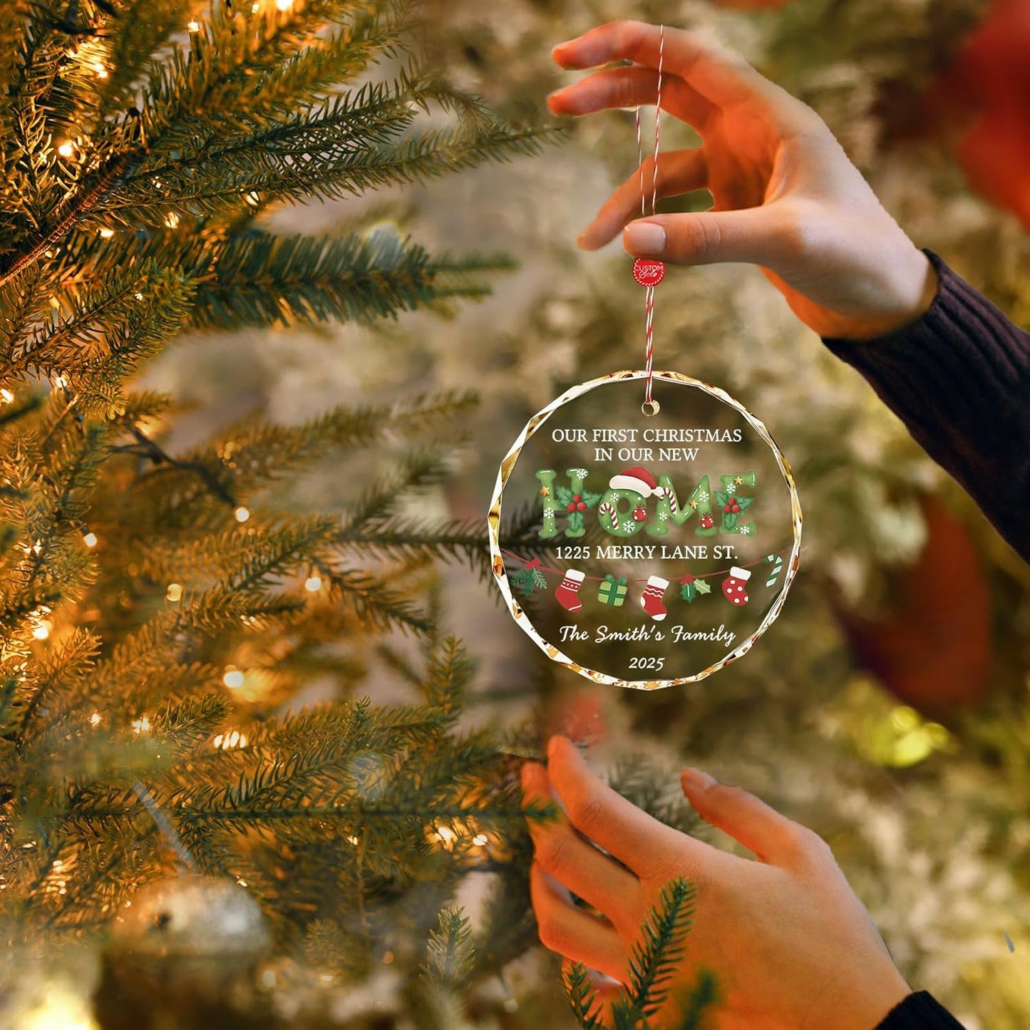 Bemaystar Personalized New Home Ornament 2025 - Custom First Christmas in New Home Ornament 2025 with Name Address, Housewarming & Xmas Gifts for Newlyweds, Neighbor, Gifts for Christmas