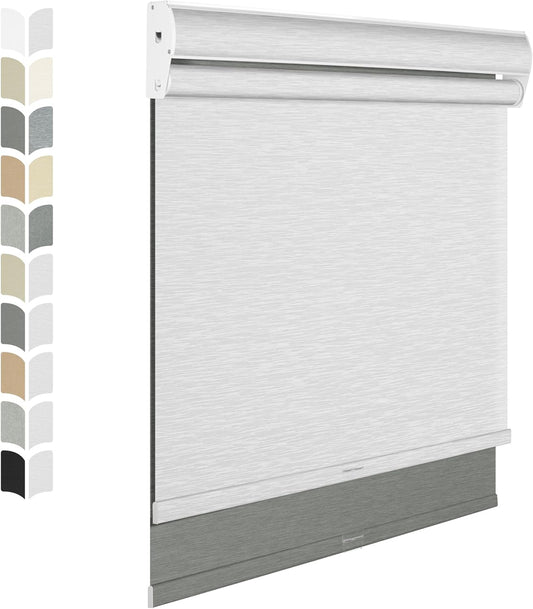 BERISSA Cordless Dual Roller Shades with Cassette Valance, Blackout and Light Filtering - Day and Night Shades for Home Office Door - Grey and White, 41 W x 80" H