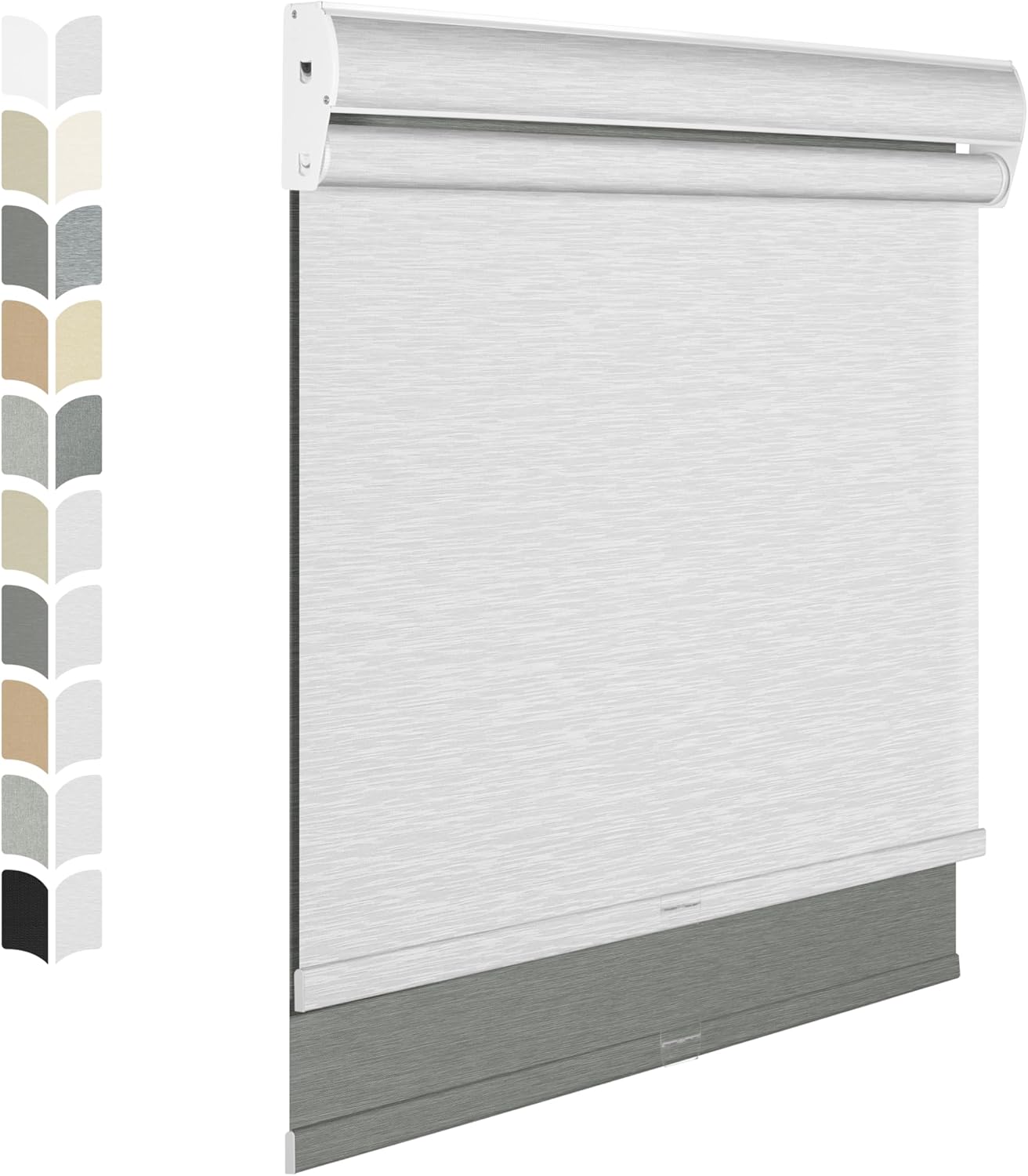 BERISSA Cordless Dual Roller Shades with Cassette Valance,Double Window Shades Blackout and Light Filtering Shades,Day and Night Roller Shades for Home Office Door.Grey and White.40 W x 36" H