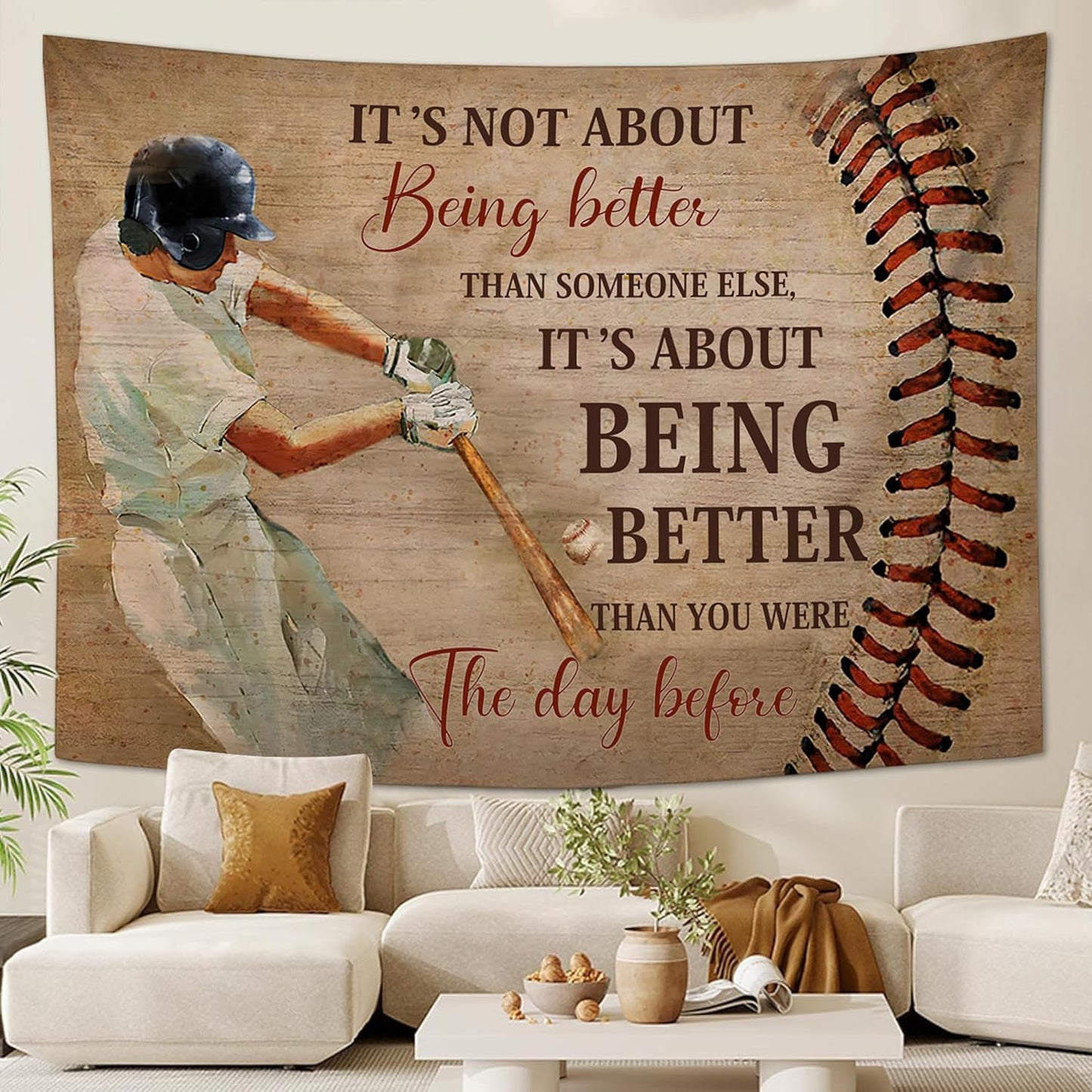 yowecso Baseball Tapestry Sport Theme Tapestry Wall Hanging for Bedroom Baseball Tapestries Aesthetic Wall Decor for Home Dorm Living Room 50"x60"