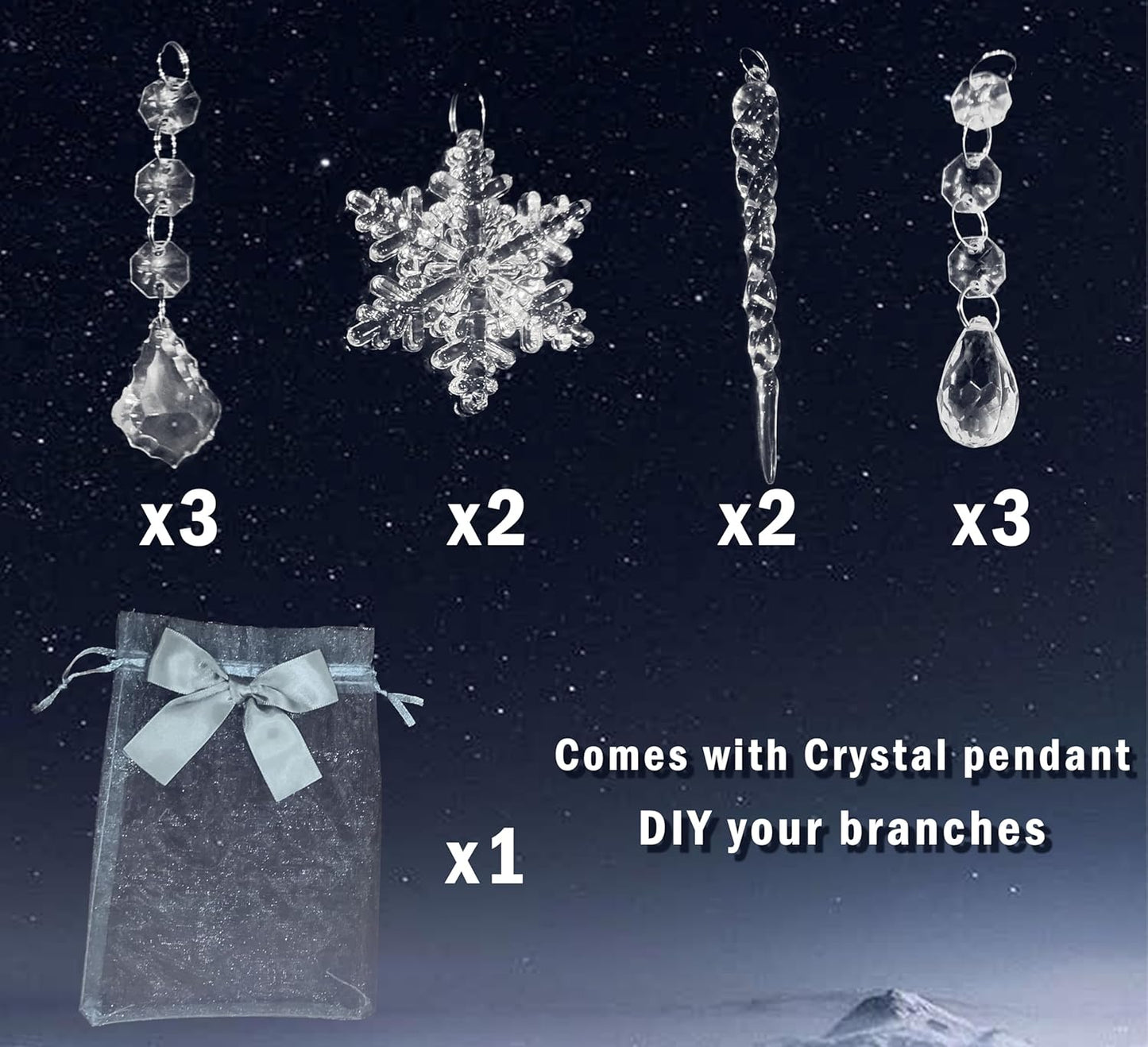 Fudios Lighted Branches Plug in 32IN 200 LED Mantle Winter Decor, White Twig Branch Lights for Christmas Holiday Party Indoor Outdoor