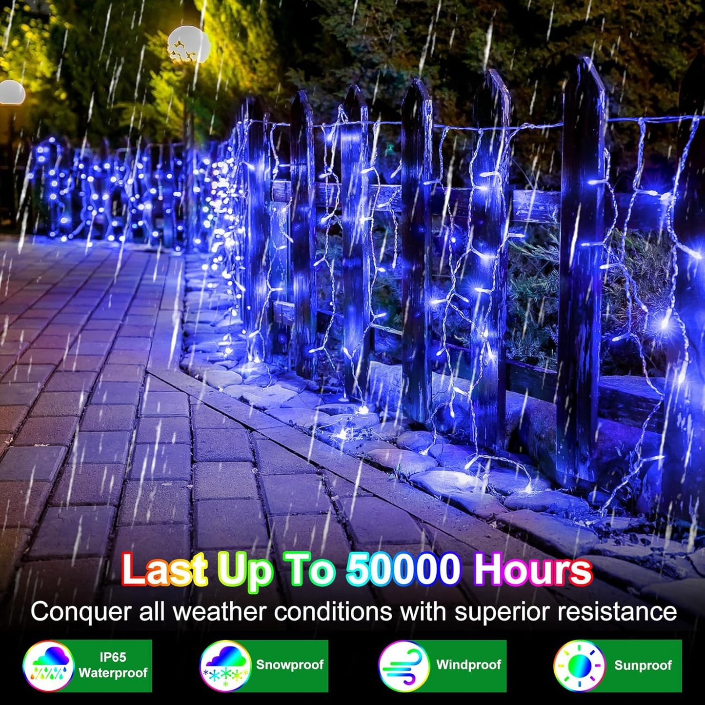 792 LED Christma Lights with 176 Drops, 82ft Outdoor Hanging lights with 8 Modes & Timer Memory, Outsite Waterproof Curtain String Lights for Front House Fence Tree Holiday Decorations Decor Blue